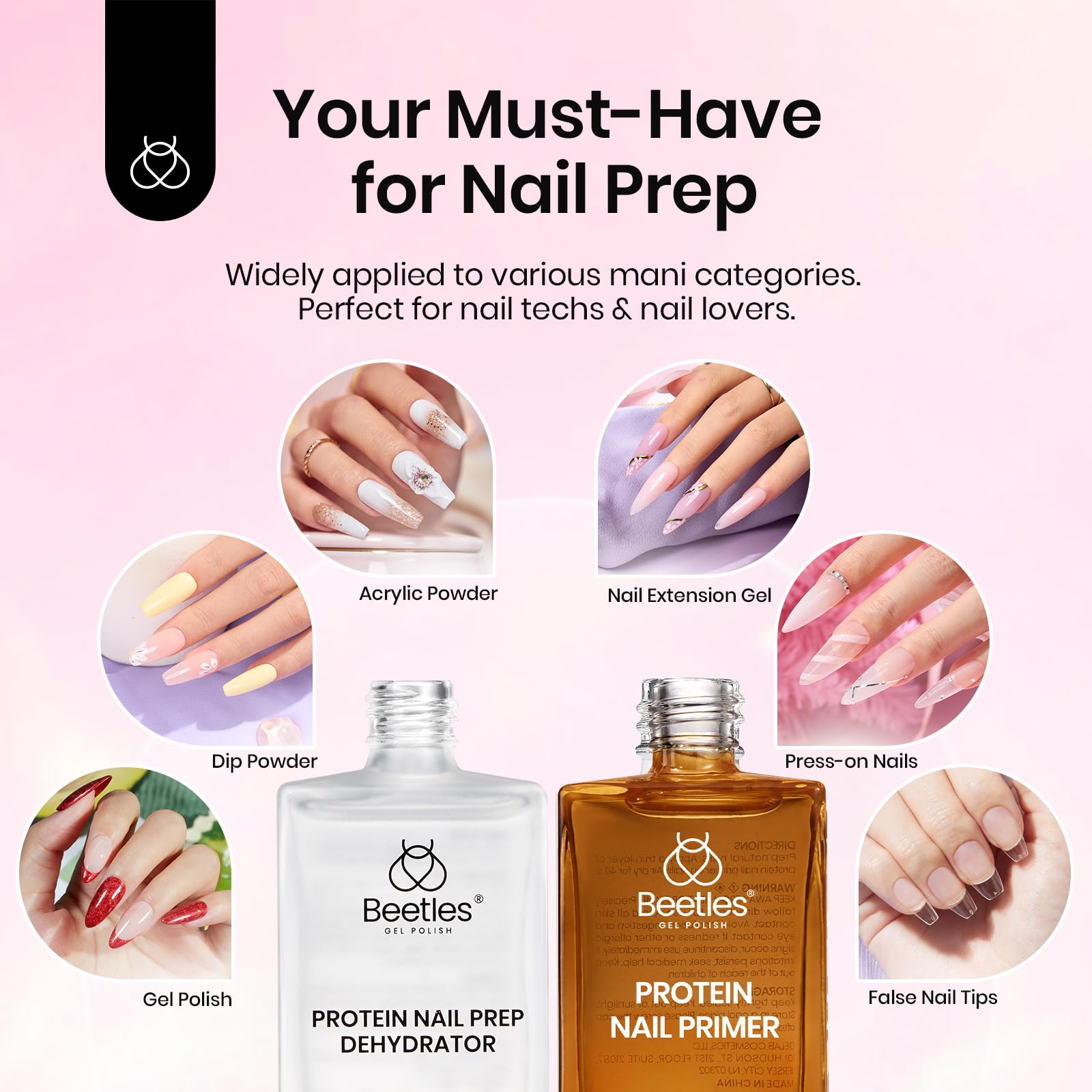 2PCS Hema-Free 15ml Protein Nail Prep Dehydrator and Primer Set