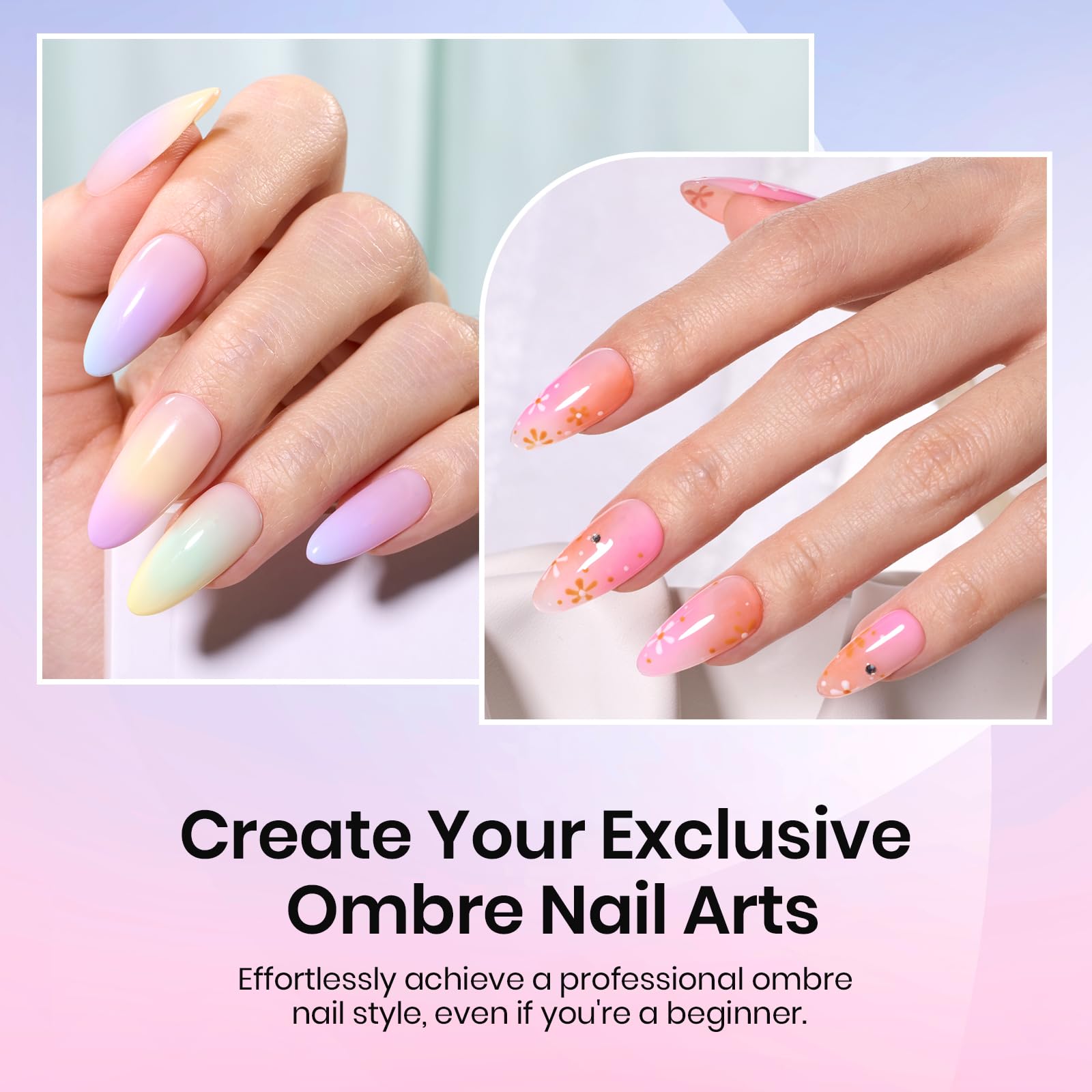 204Pcs Soft Nail Sponges for Ombre With Grabbing Pen