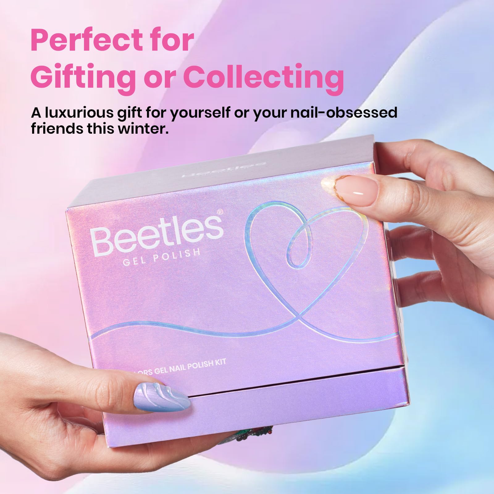 Beetles Pearl Gel Polish Set Ocean Whisper Collection - 15ml Shimmer White Pink Purple Mermaid Nail