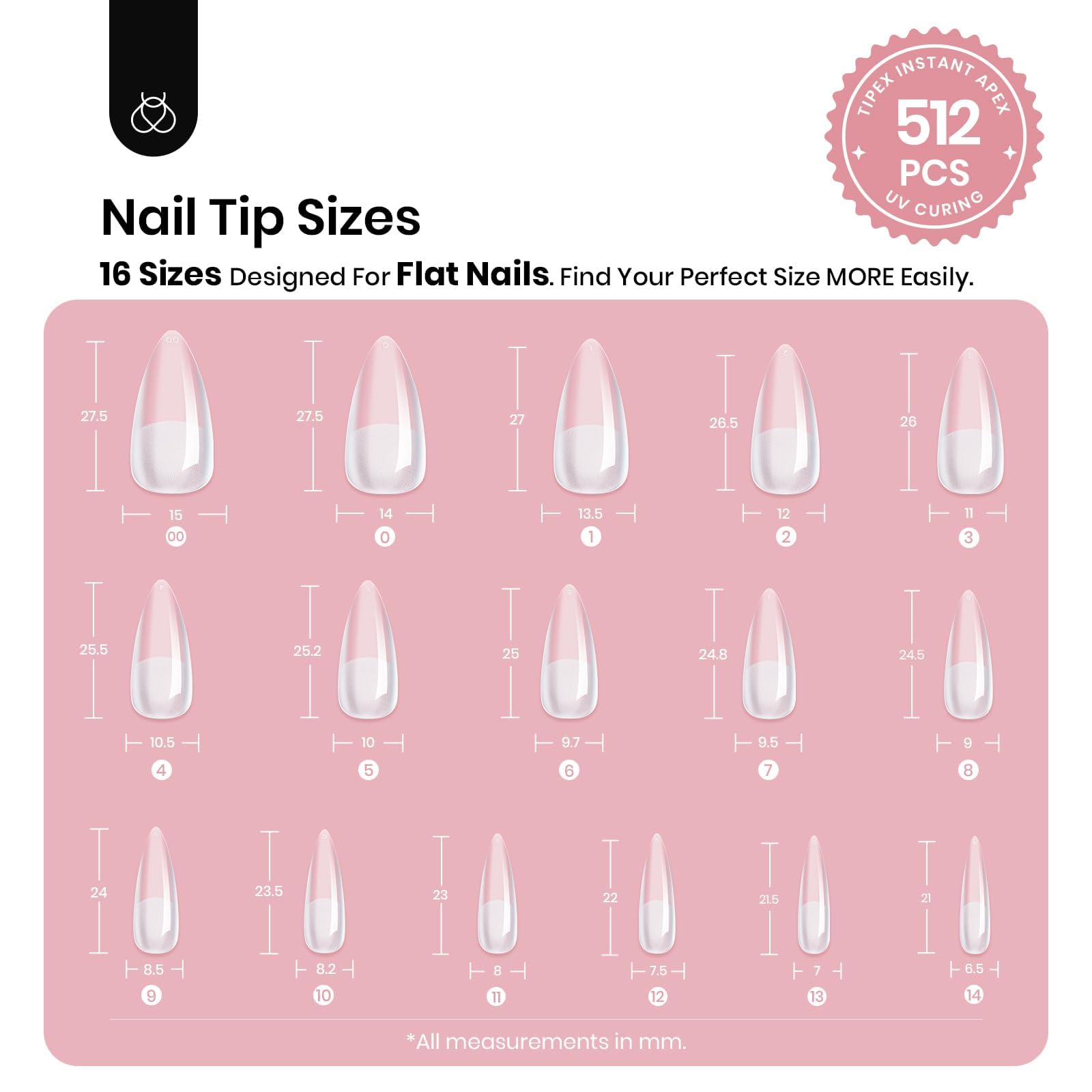 Beetles Stiletto Medium Nail Tips|512pcs