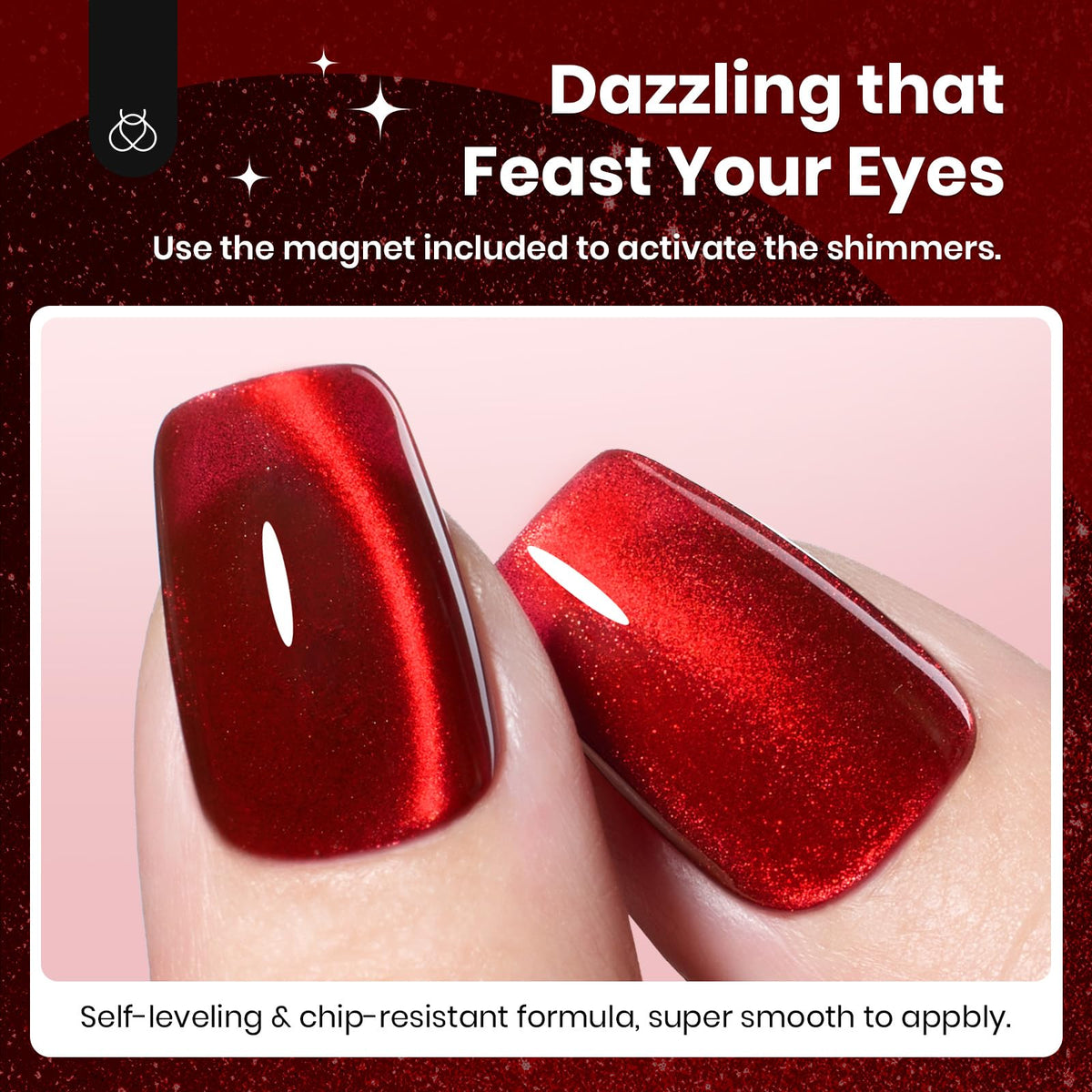 Beetles Gel Polish Ruby Red Cat Eye Gel Nail Polish 15ML Glitter Red Gel