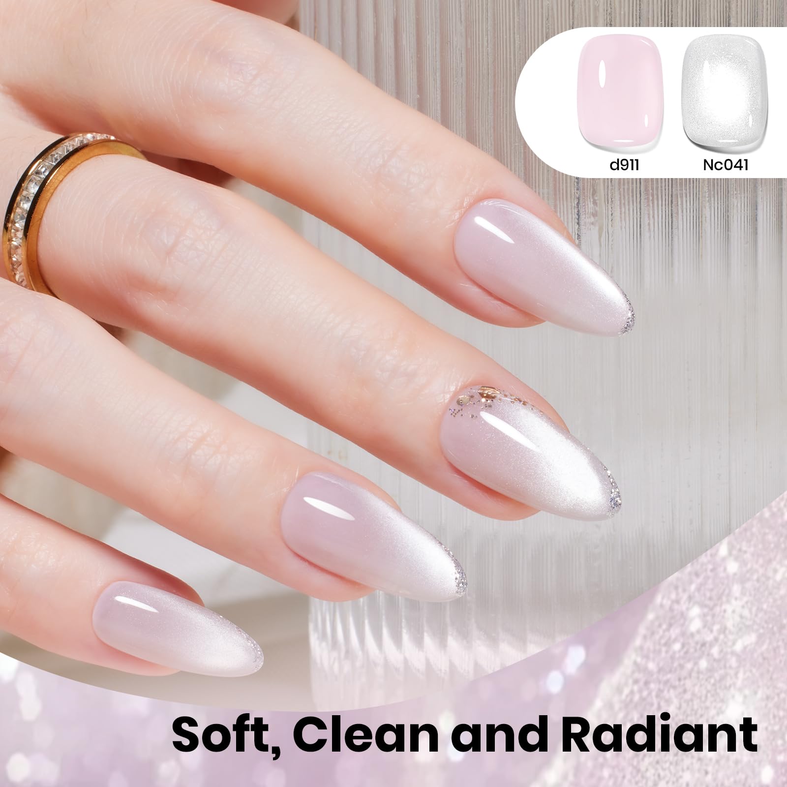 Beetles Moonlit Veil Silver HEMA FREE Cat Eye Gel Nail Polish - 15ML Glassy Silver Glitter Gel Polish