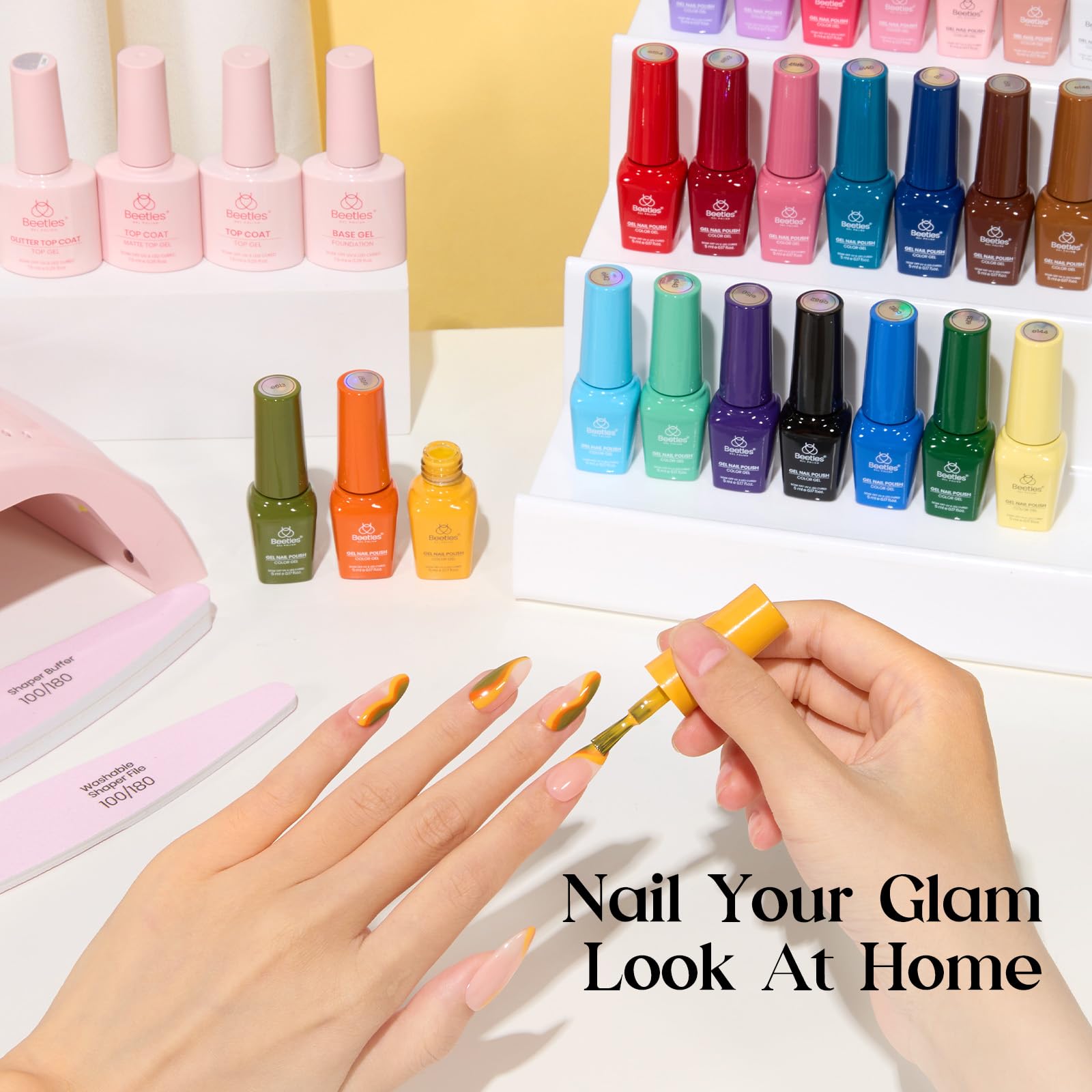 45 PCS ALL-IN-ONE NAIL KIT - 25 Colors Upgrade Colorful Bottle Gel Starter Kit
