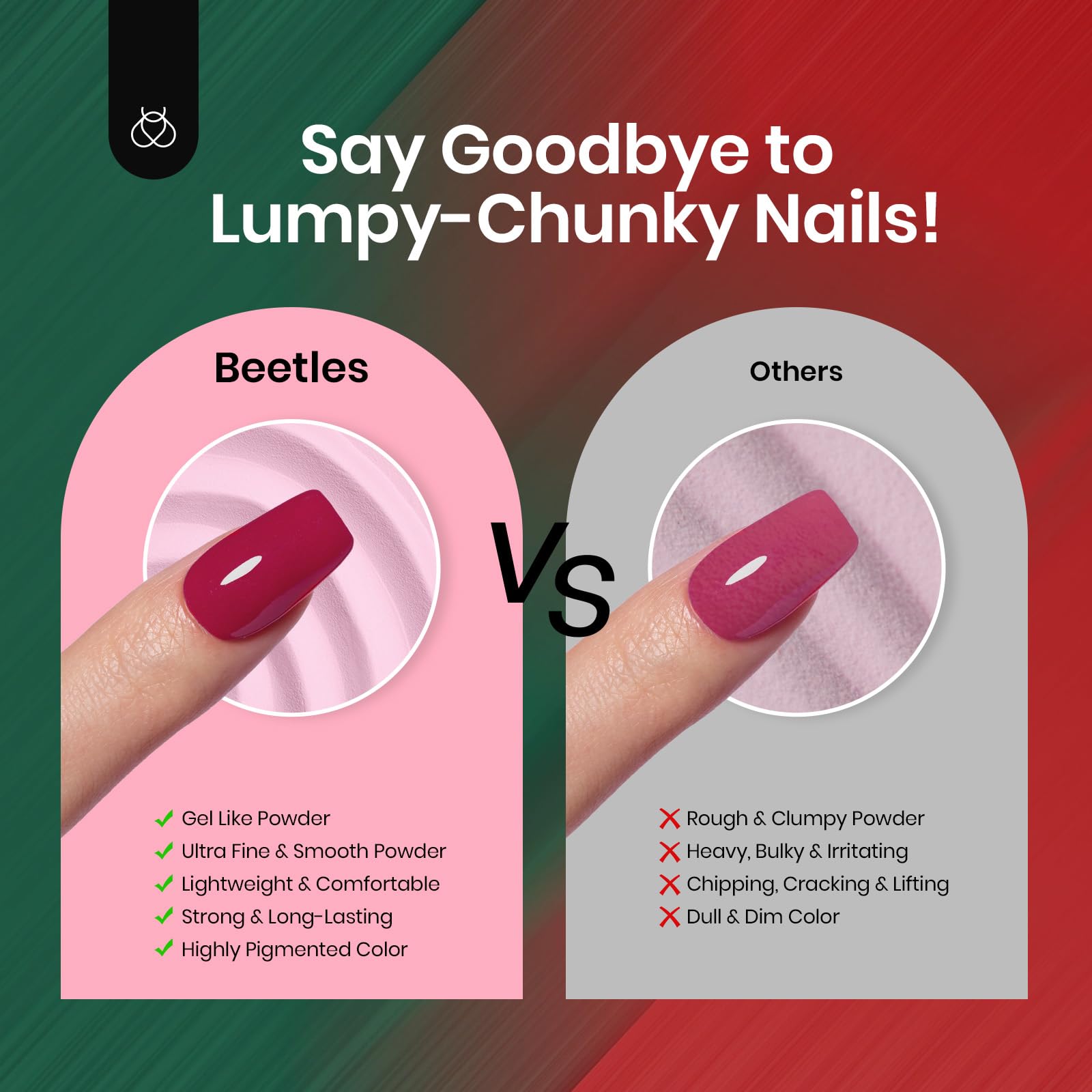 Glossy Xmas Party |  6 Color Powder Dip Red Green Winter Nail Kit set