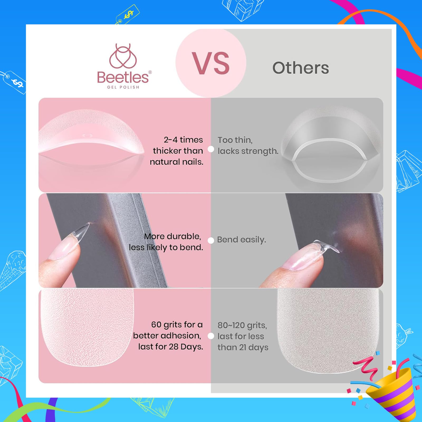 Beetles Short Almond Nail Tips: 12 Sizes 288 PCS Half Matte Full Cover Gel Tips Clear Acrylic Gel Nail Tips Almond Shape for DIY Extension