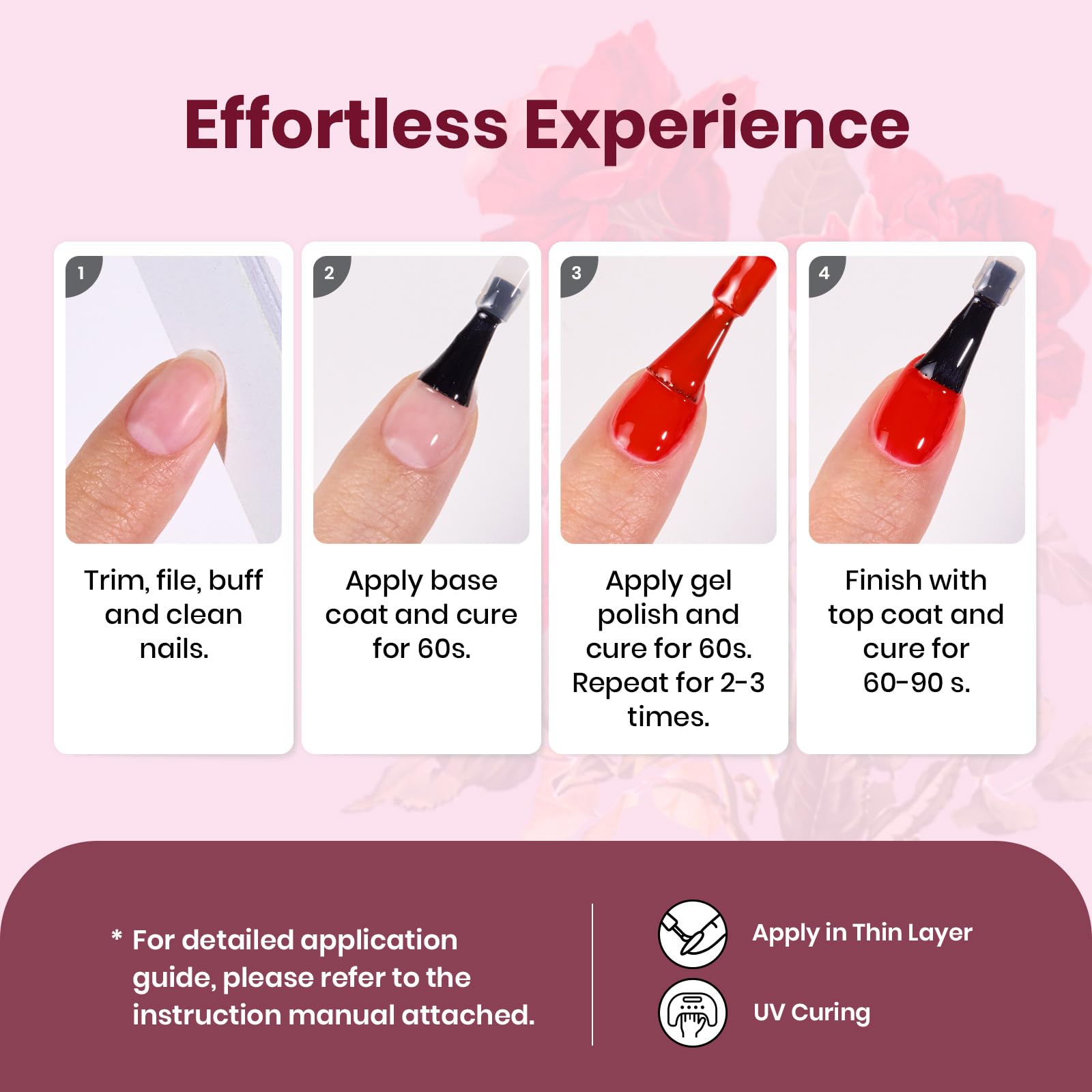 Rose Petals - 6 Colors Purple Gel Nail Polish Set