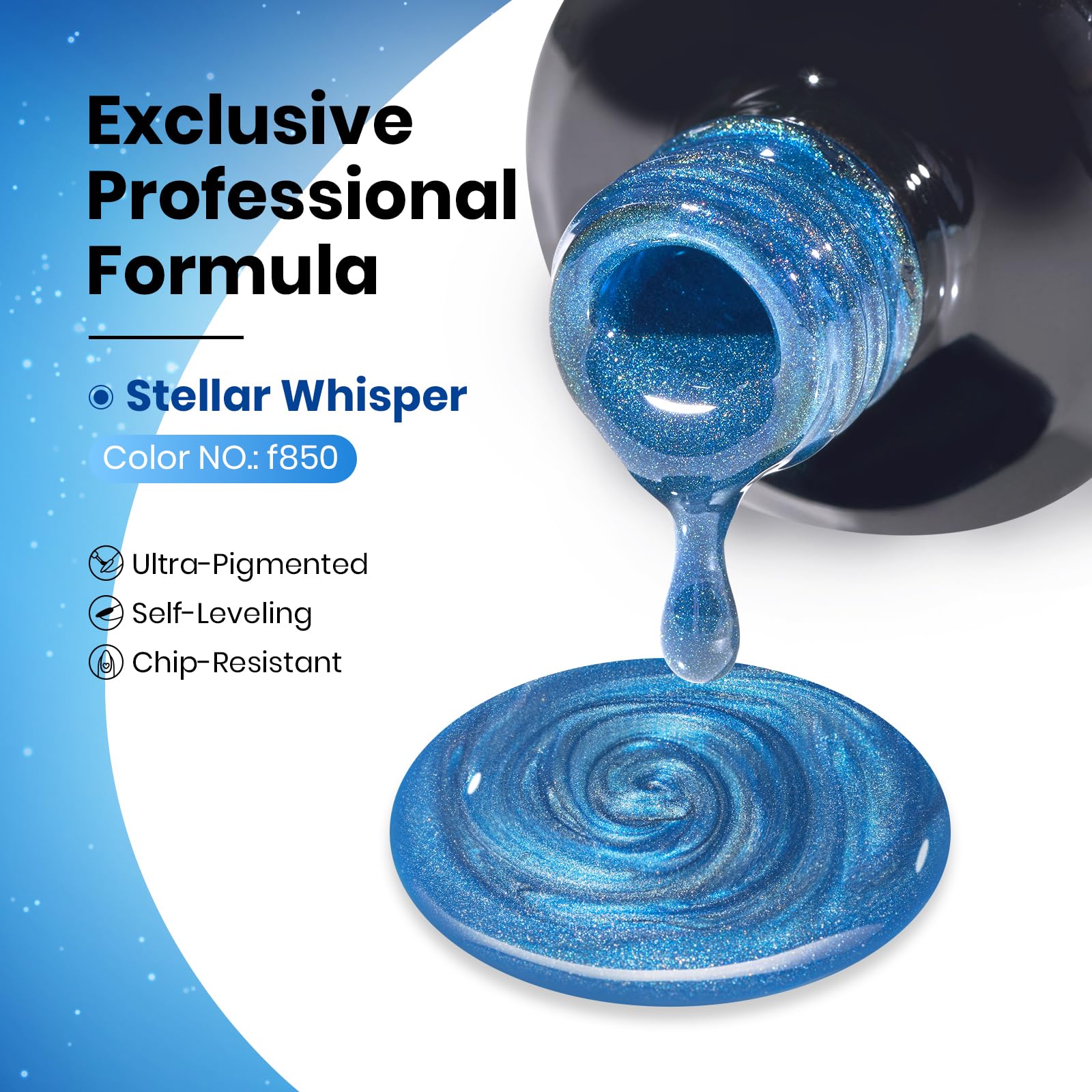 Stellar Whisper Nails  - 15ML Blue Glass Cat Eye Glitter Magnetic Gel Polish