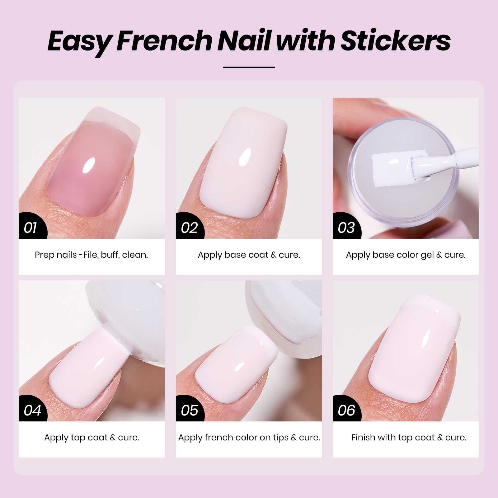 Beetles French Tip Gel Polish - Peach Mousse 15ML with French Tip Stamp Hema Free