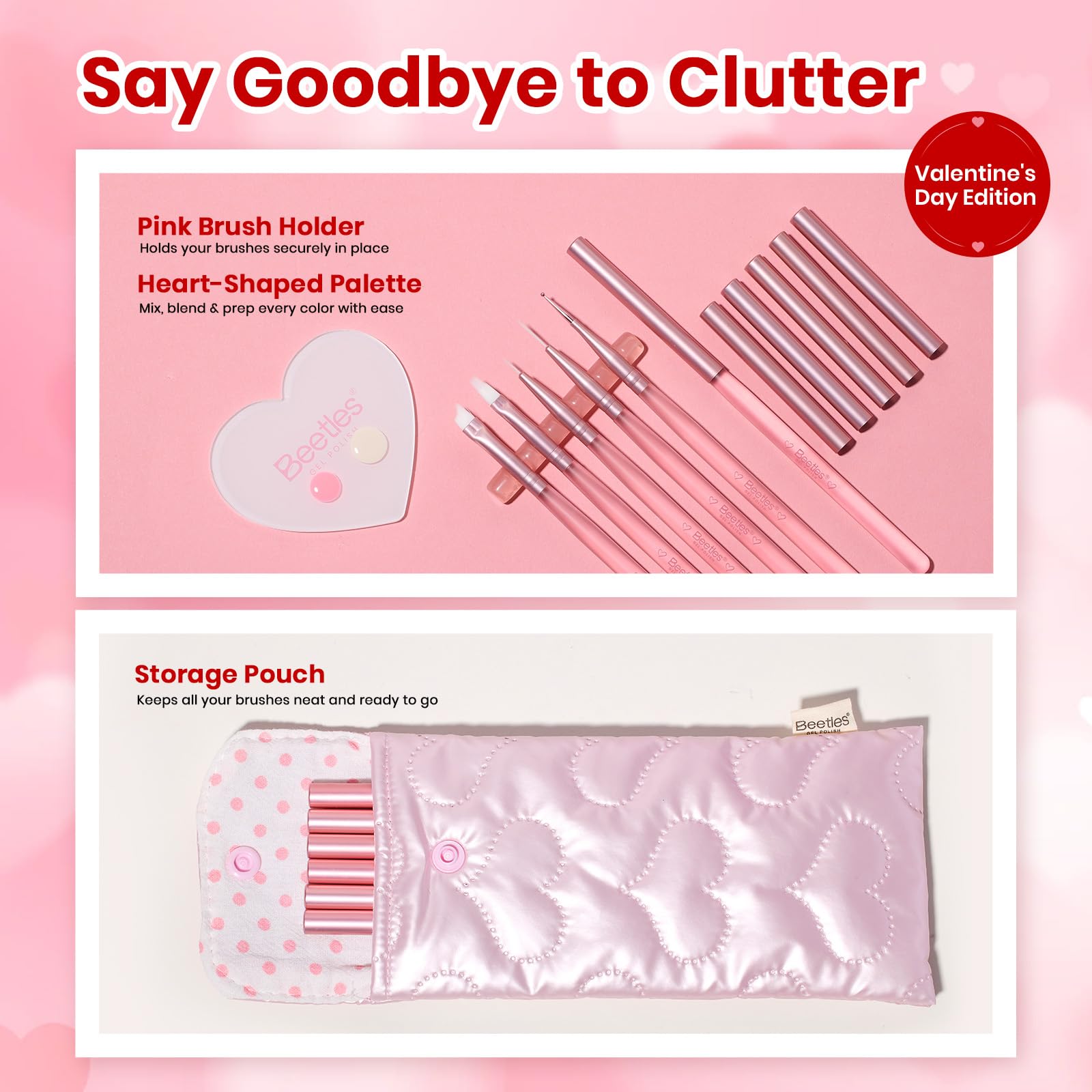 Beetles Valentines Nail Art Brushes 6pcs – Cherish Nail Art Tools Liner Brushes