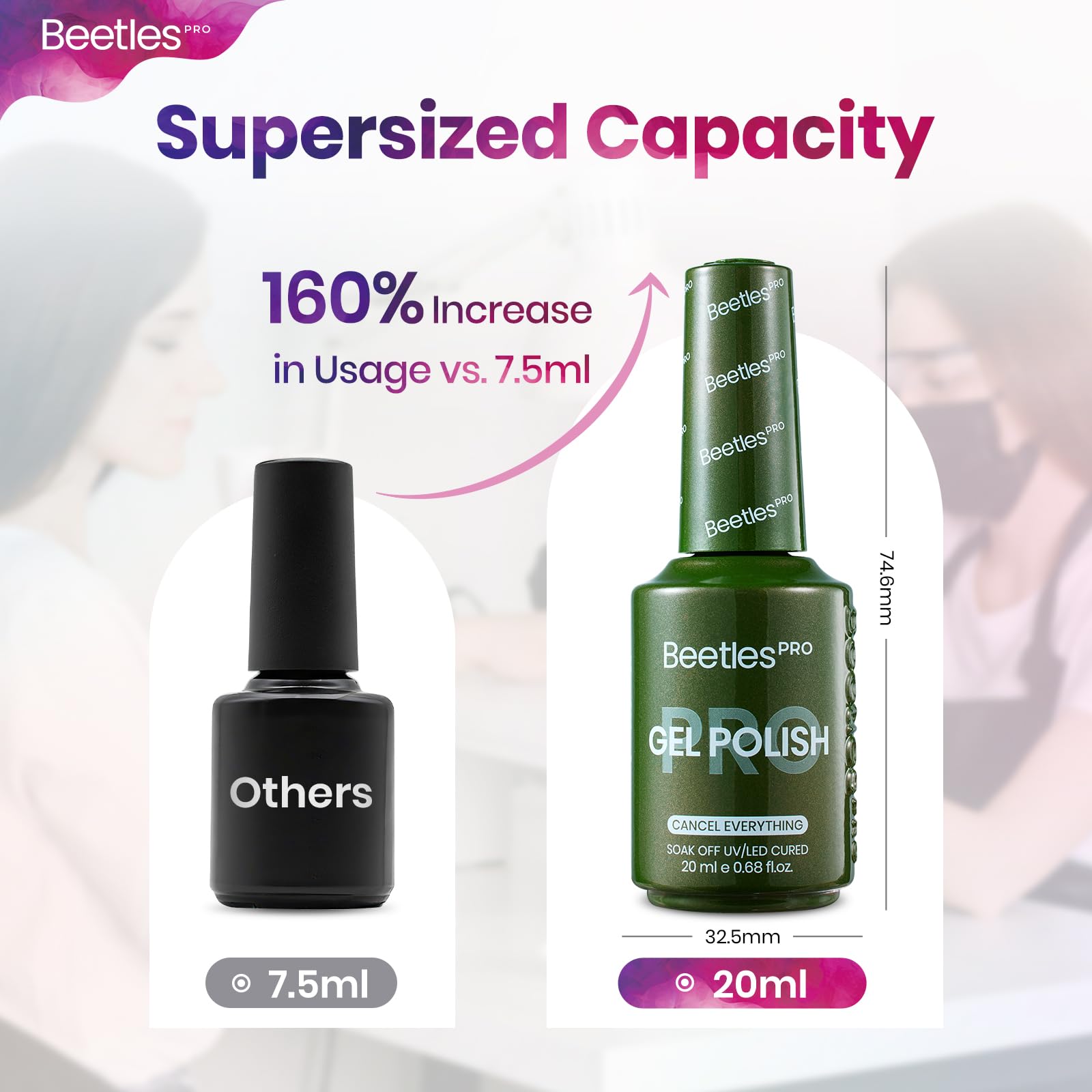 Beetles Pro Green Gel Polish - Cancel Everything, 1pc 20ml Army Green Color Glitter Gel Polish