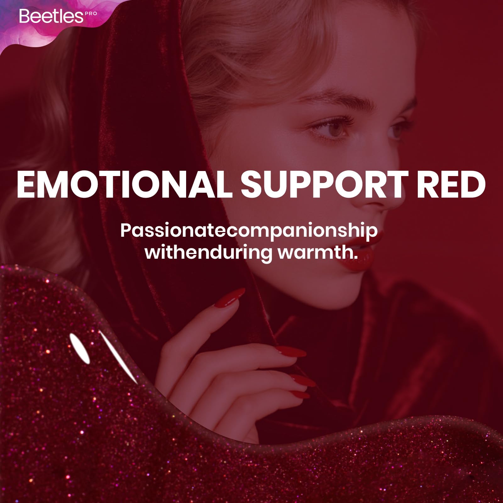 Beetles Pro Red Gel Polish - Emotional Support Red, Cherry Mocha Burgundy Color 20ML Glitter Gel Polish