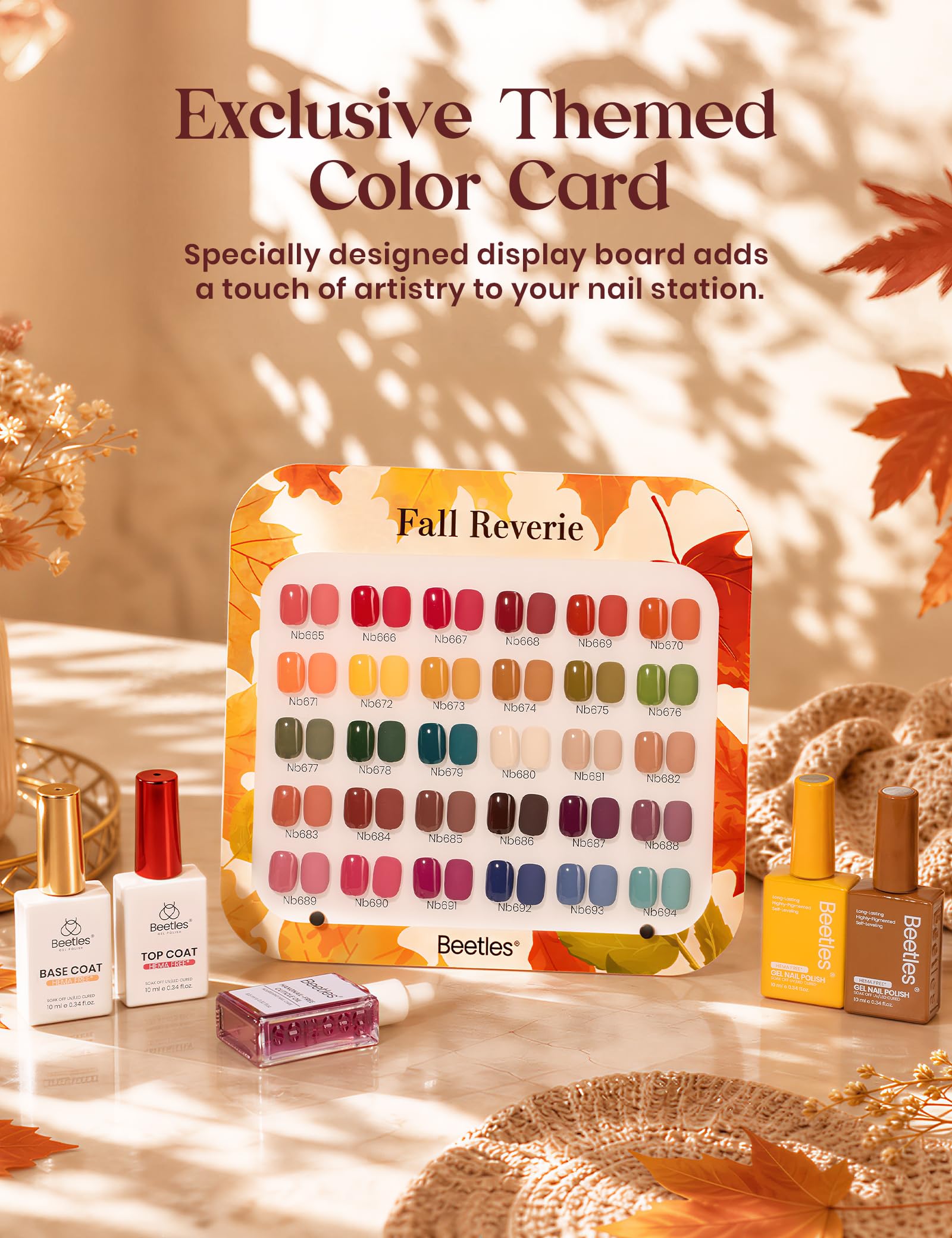 Beetles Retro Reverie Gel Nail Polish Set Hema-Free 30 Colors Autumn Burgundy Orange Colors