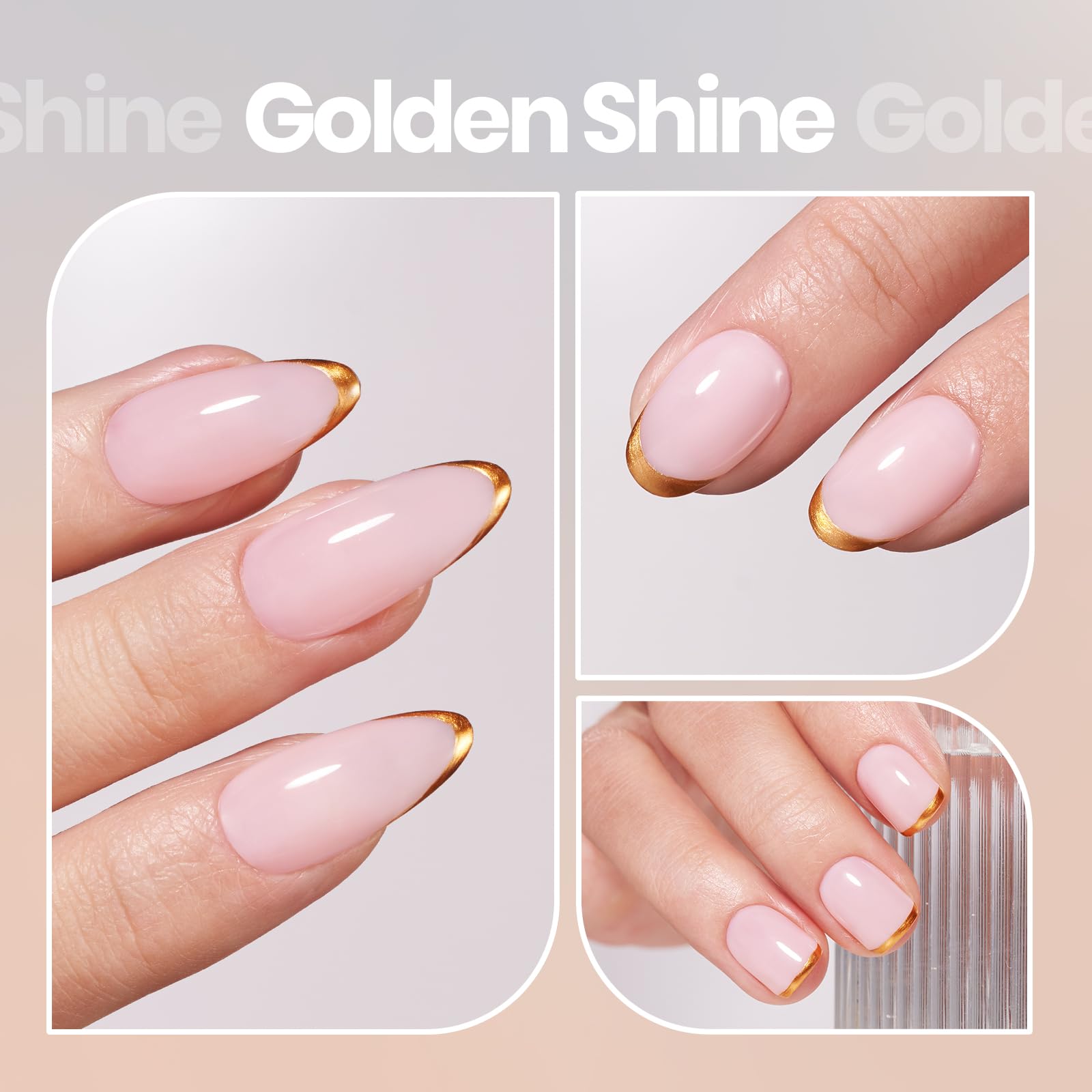 Beetles Mirror Gold Nail Polish – Golden Shine Quick-Drying Metallic Fingernail Polish Glossy Mirror Shine