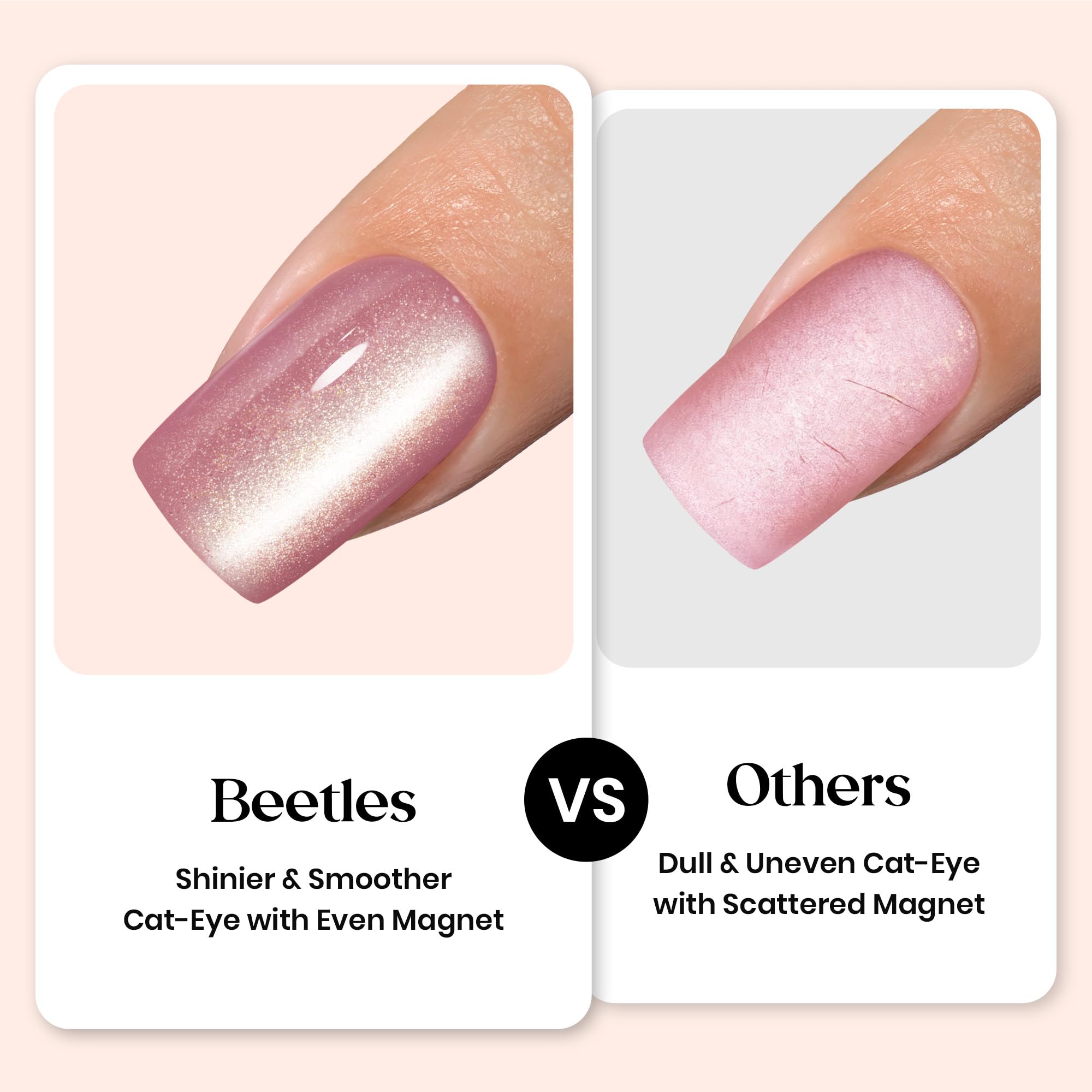 Beetles  Plus Cat Eye Nails Galaxy Aurora - 16 Sizes 224 Pcs 7 Colors Short Square Press On Nails
