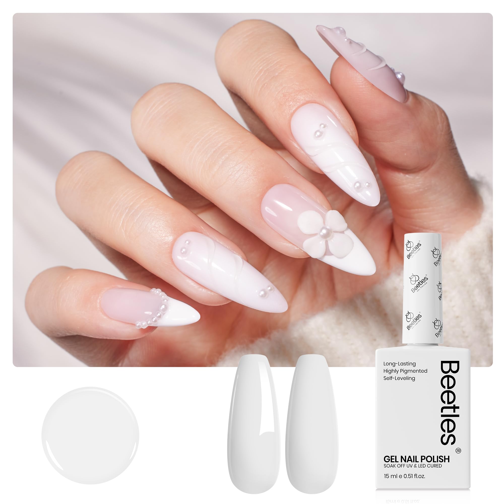 Pure Elegance Colorful Bottle Beetles White Gel Nails Nail Polish