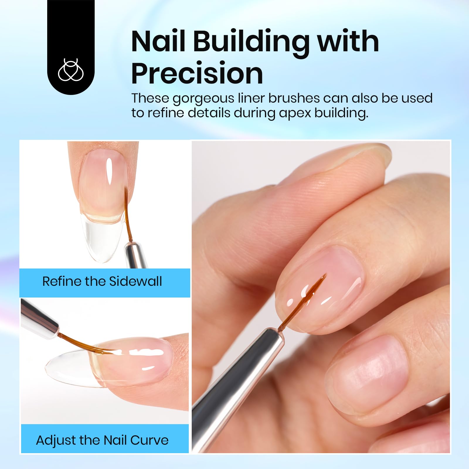 5pcs Nail Art Liner Brush: Precision Gel Application 7/11/15/20/25mm
