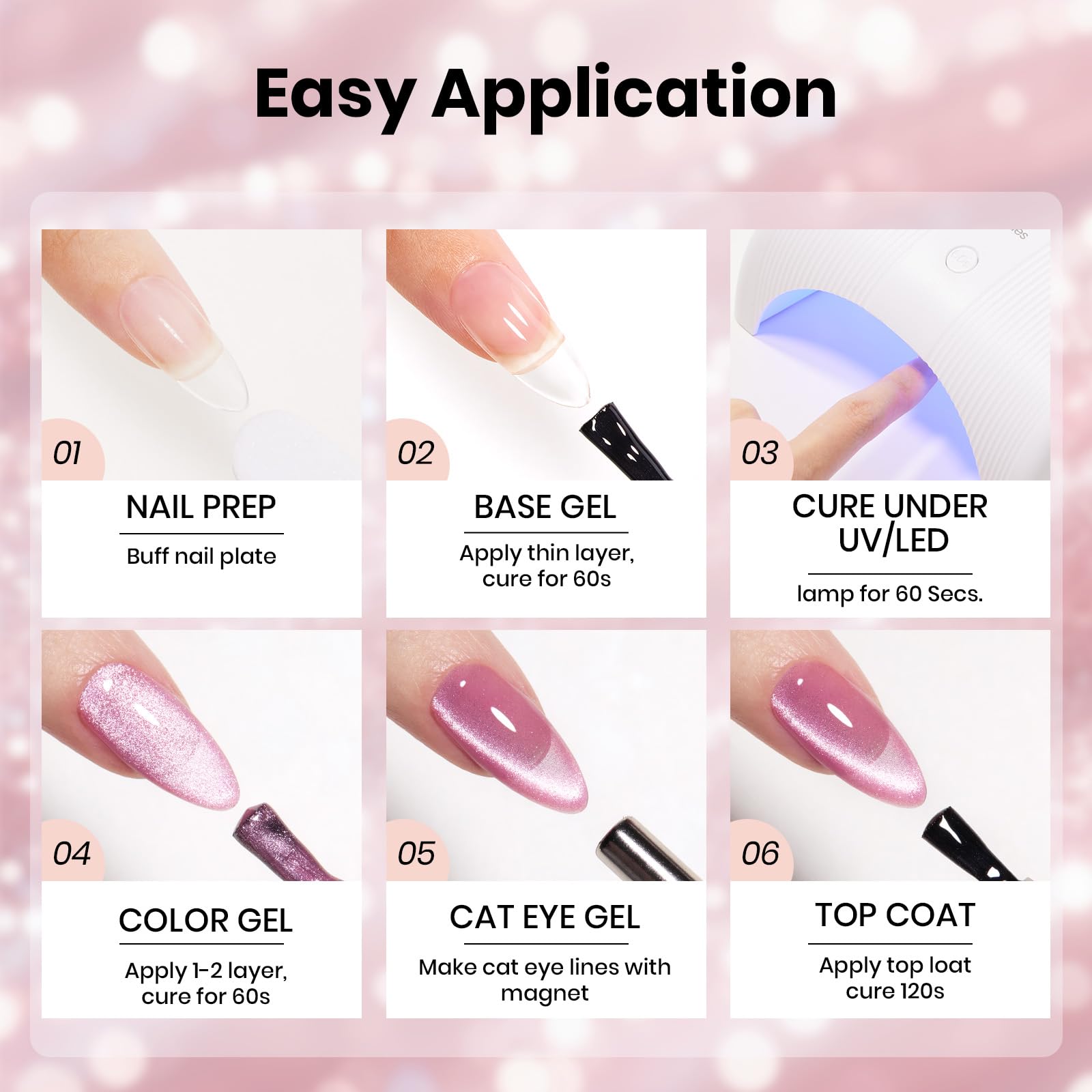 Beetles Sugar Swirl Gel Nail Polish - 15ML Pink HEMA FREE Cat Eye Gel Polish