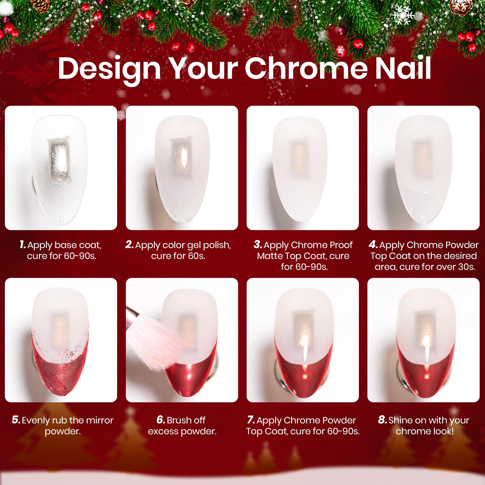 Beetles Christmas Gel Top Coat for Chrome Nail Powder - 15ml Chrome Top Coat