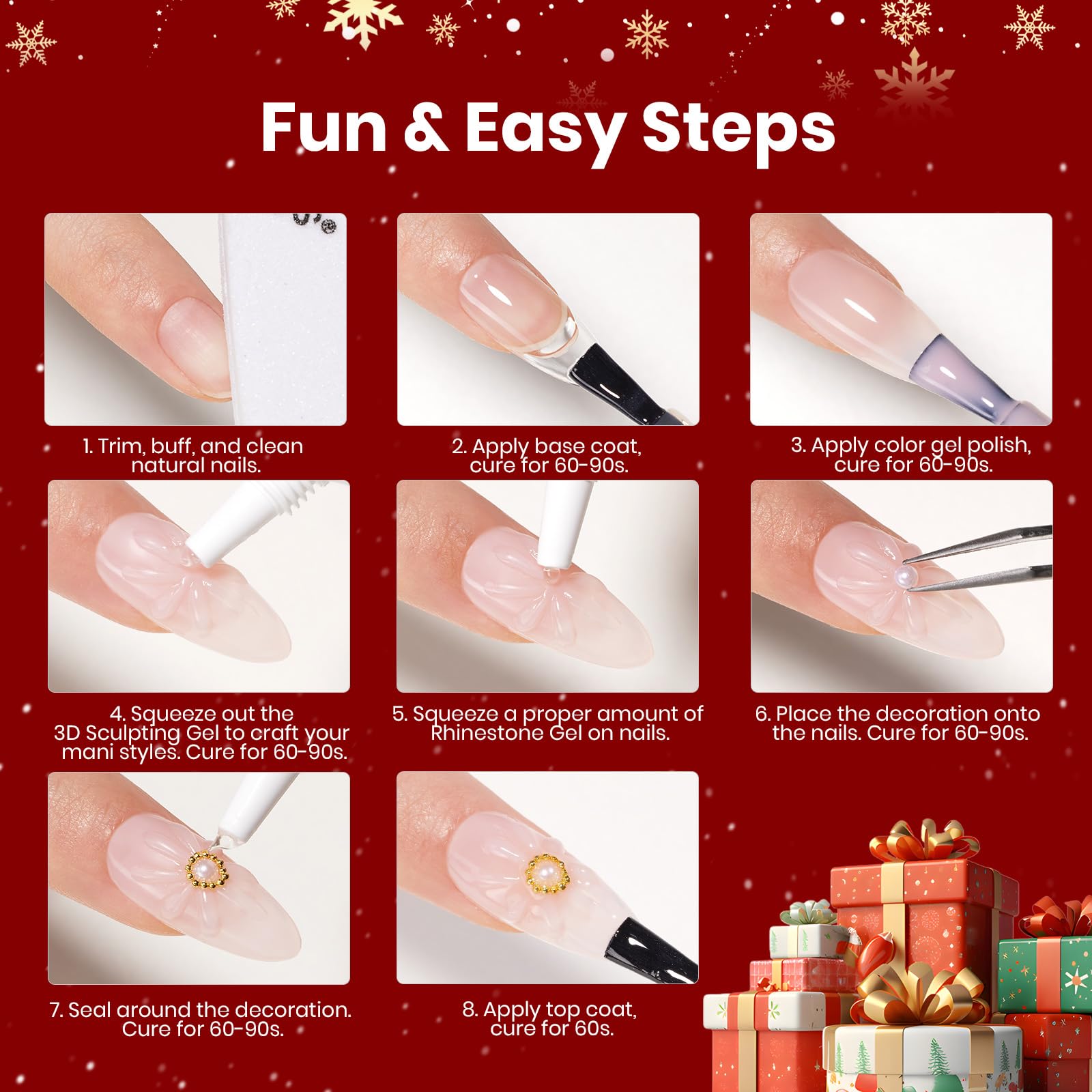 Beetles Christmas Rhinestones Glue Kit - 15ml Nail Rhinestone Glue and 3D Sculpting Gel