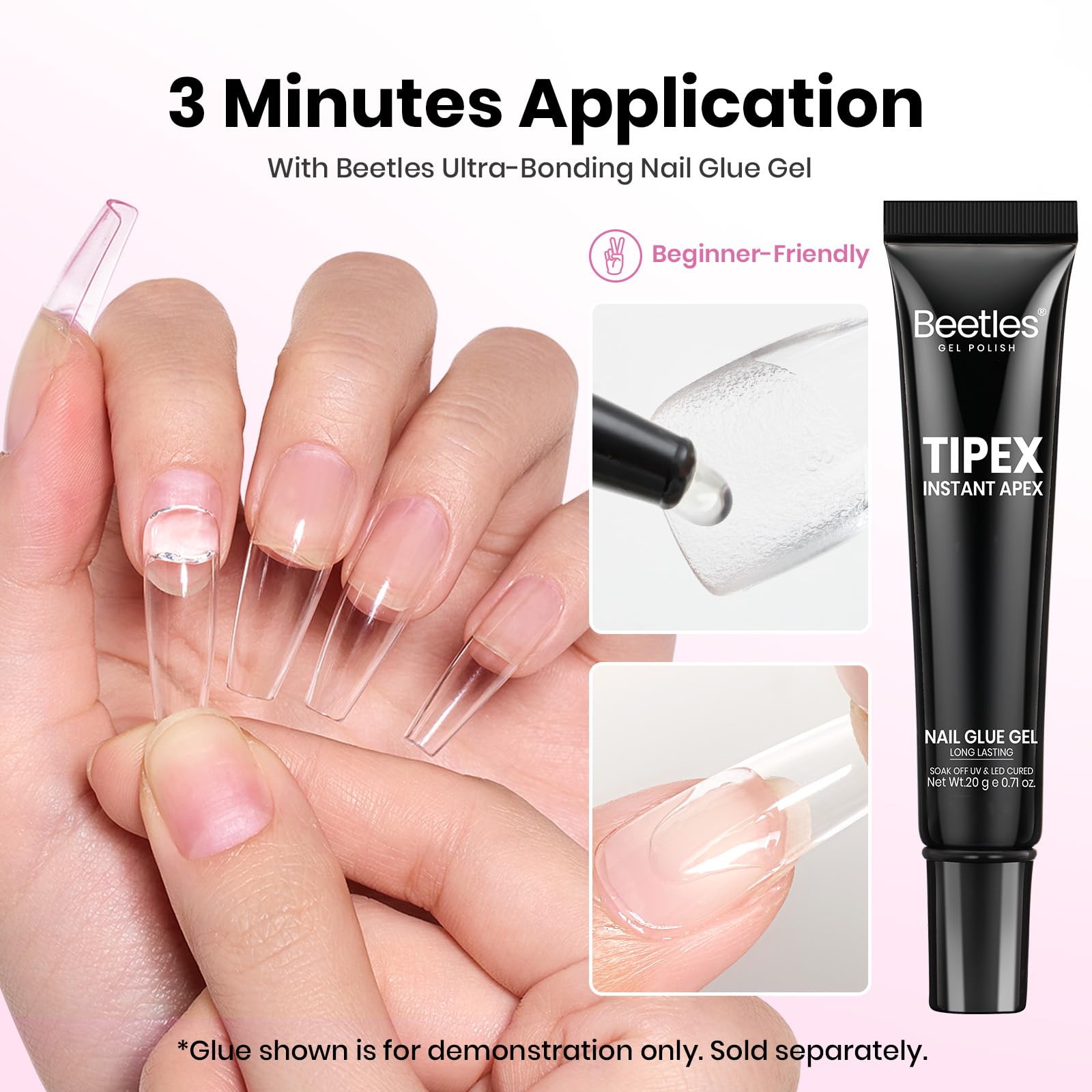 Beetles Tipex Lite Apex Nail Tips - Square Short 96pcs 16 Sizes