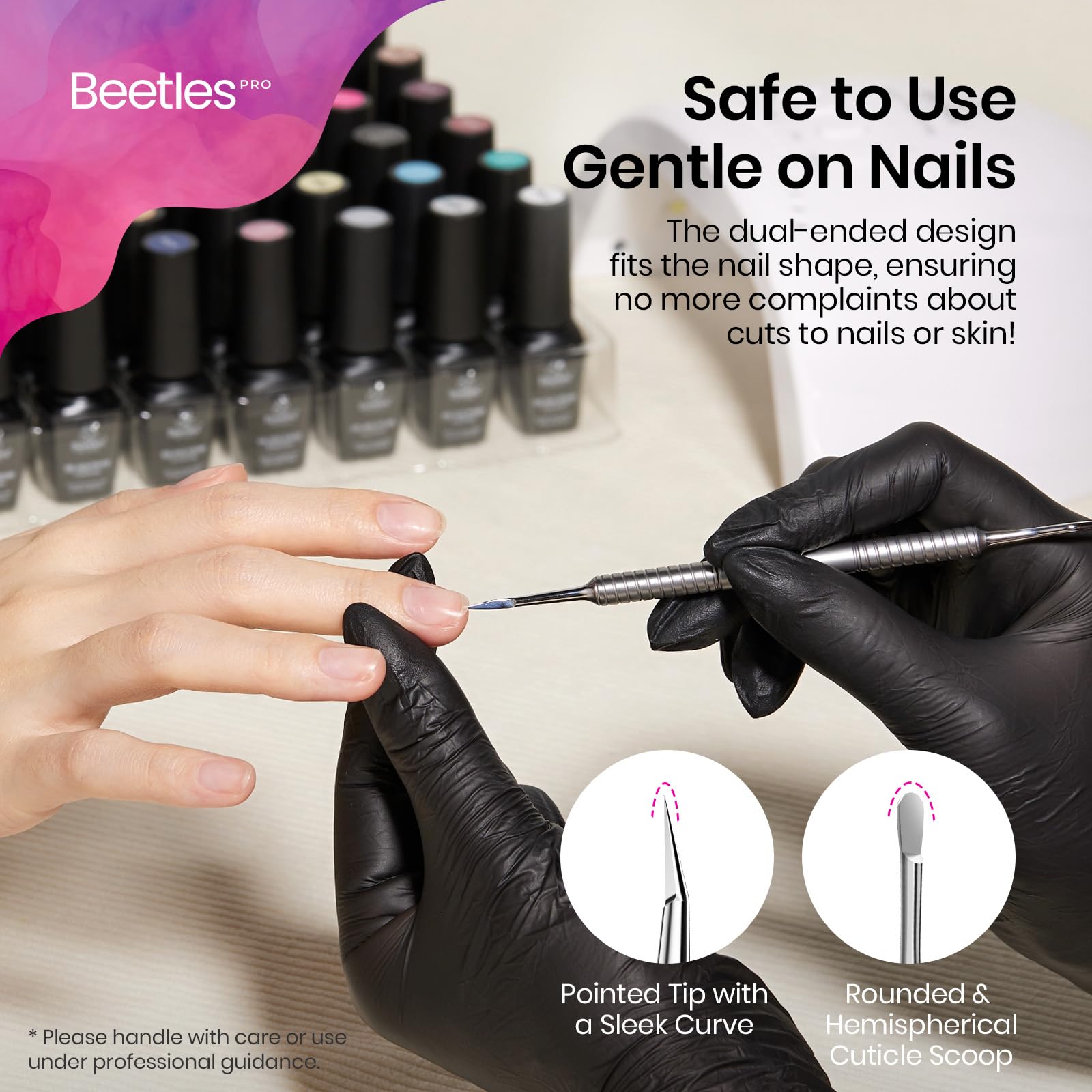 Pointed Tip(12mm) & Cuticle Scoop(14mm) Beetles Cuticle Nippers Professional Trimmer