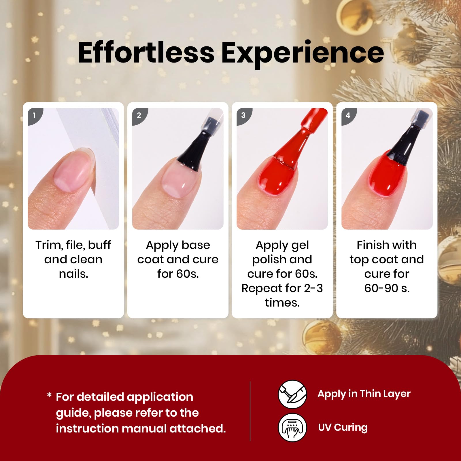 Beetles Gel Nail Polish Set - Christmas Holly Berries 6 Colors Gel Nail Kit