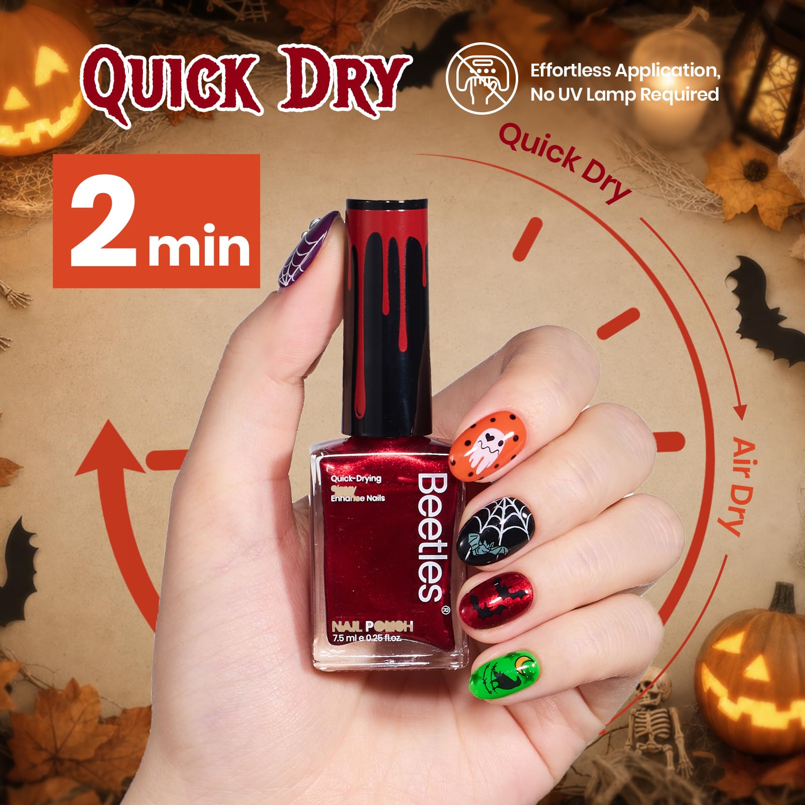 Beetles Halloween Nail Polish Set 6 Colors Quick Dry Regular Limited Edition Nail Polish