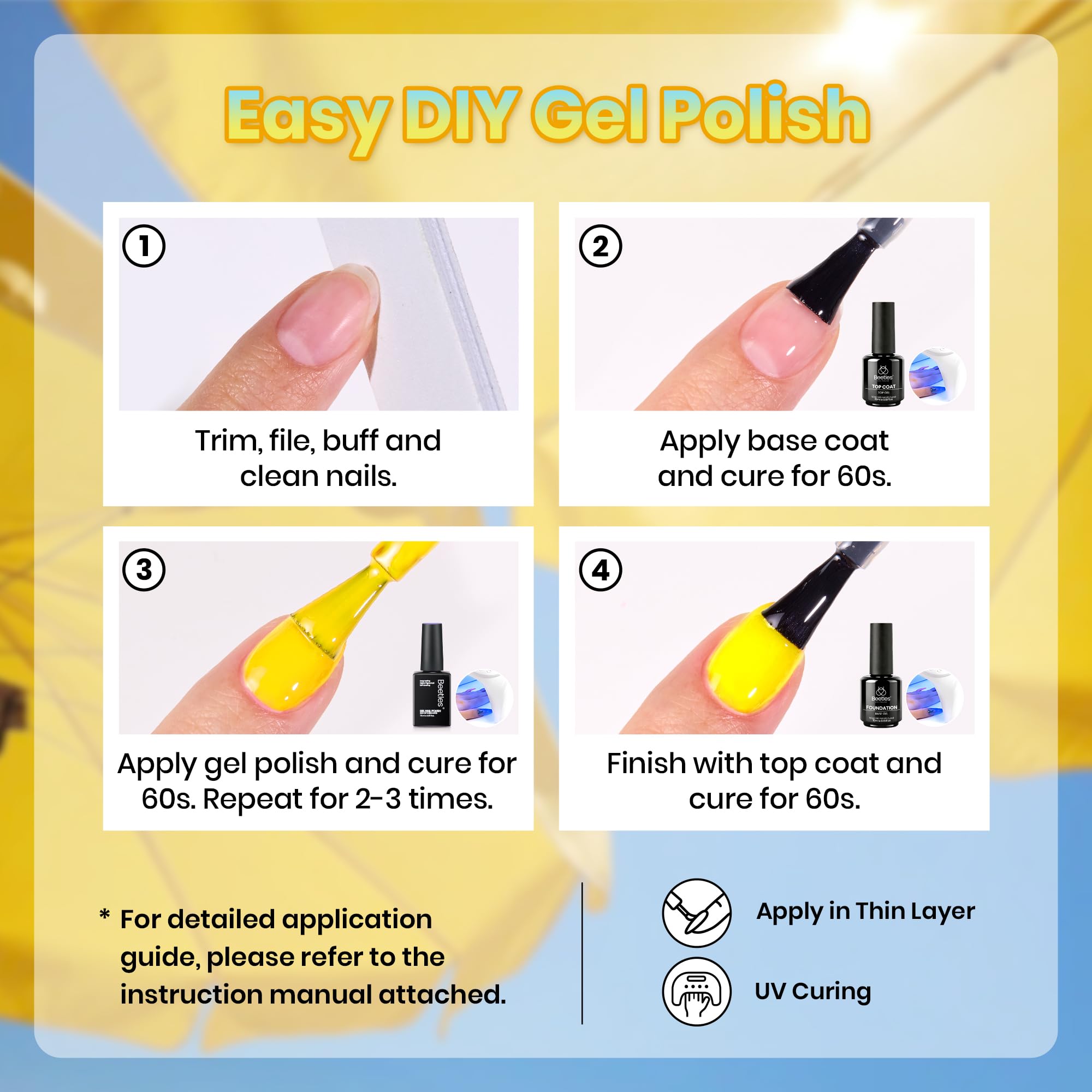 Beetles Amalfi Holiday 6 Colors Yellow Gel Nail Polish Set Summer Nails