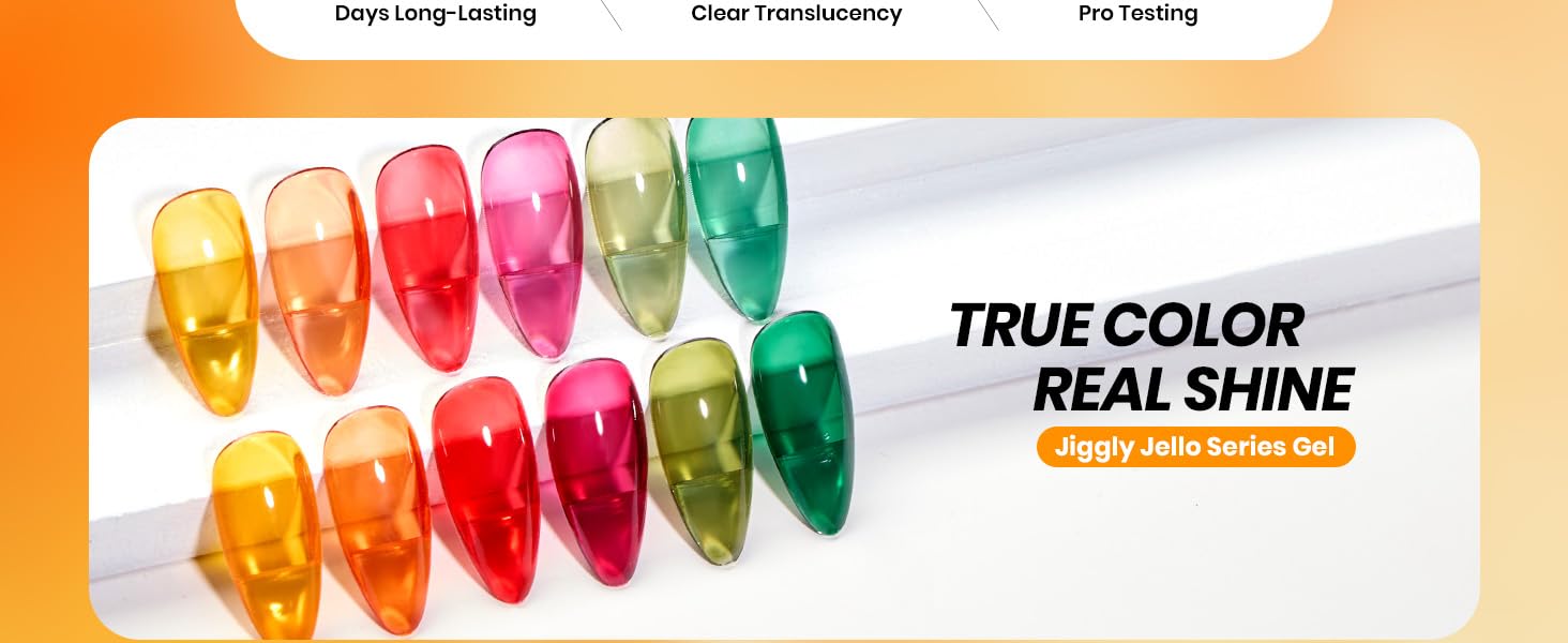 Long Lasting Sheer Glow - 6 Colors Gel Nail Polish Set