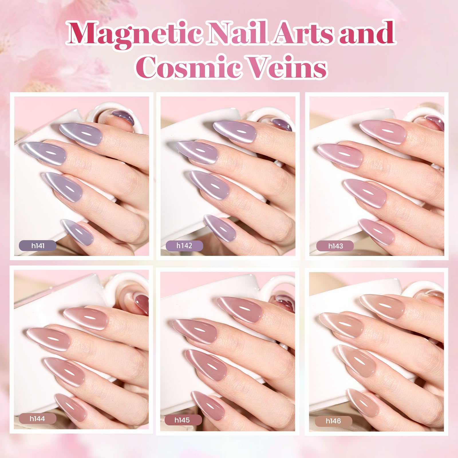 Beetles Gel Nail Polish Silken Moonlight Summer Nails 6 Colors 15ML Gold Purple Pink Nude Cat Eye Glitter Gel Polish Kit