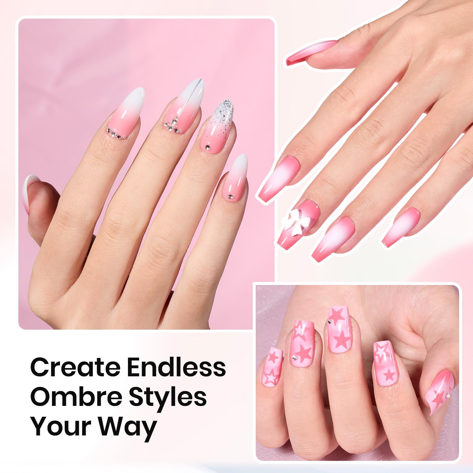 Beetles 150Pcs Soft Nail Sponges for Ombre Colorful Nail Sponge with Grabbing Pen - White Pat Painting Gel Polish Kit