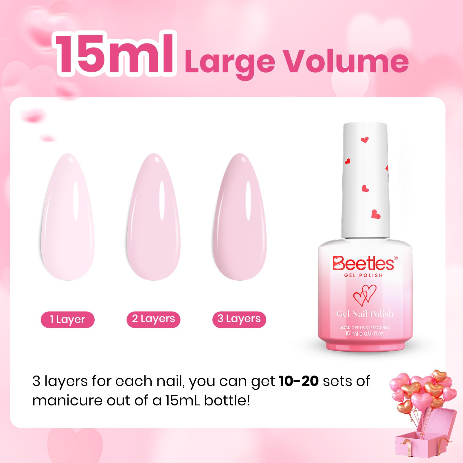Beetles Barely Pink Gel Polish - 15ml Light Pink for Valentine Nails