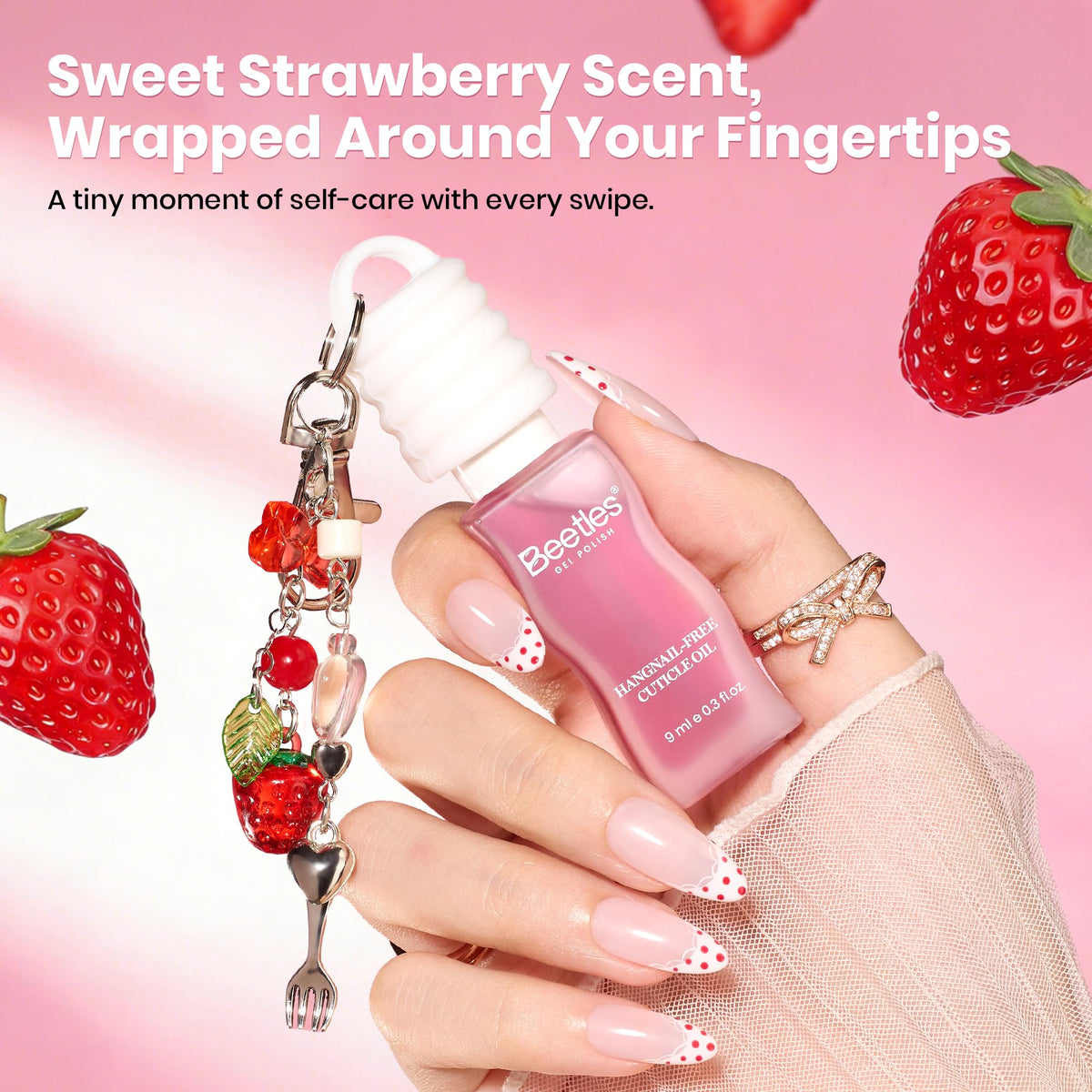 Beetles Cuticle Oil for Nails Strawberry Scent with Charm Non-Greasy