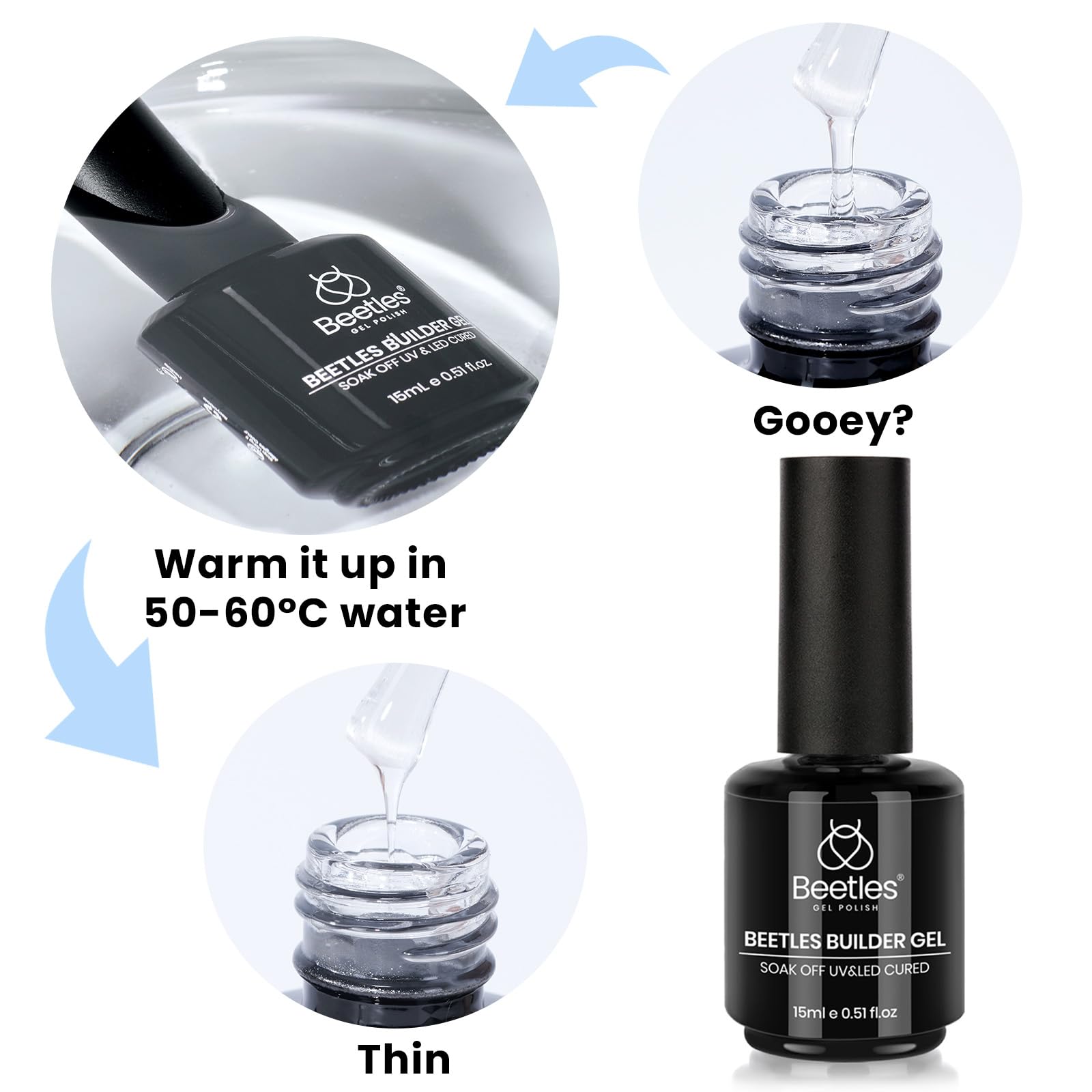 Beetles Builder Gel HEMA Free-Pristine Grace 0.5 oz 8 in 1 Nail Thickening Strengthening Building Apex for Beginner DIY Salon at Home, Jelly Pink Builder Valentines Nail Gel, UV & LED Lamp Cured