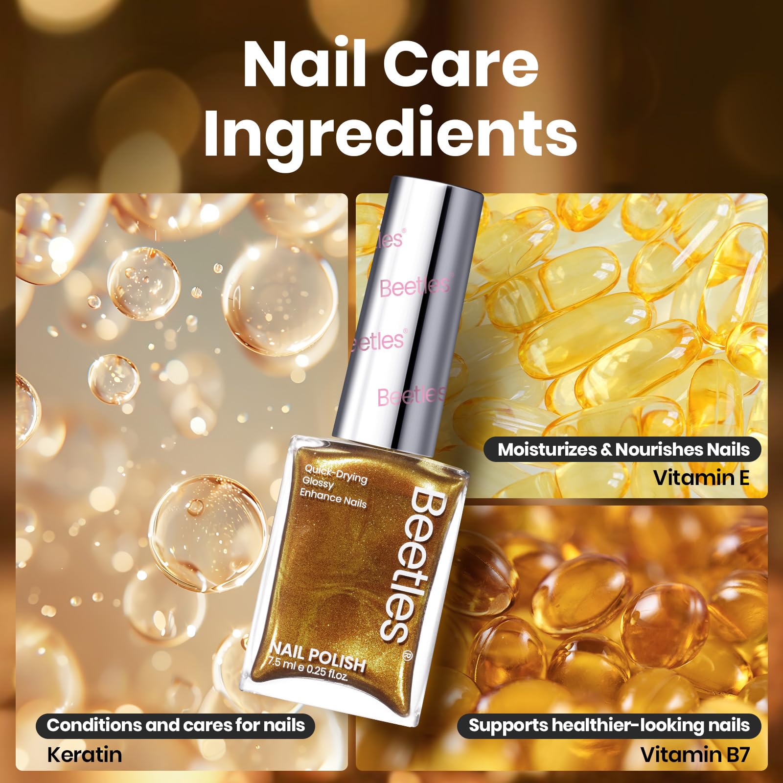 Beetles Gilded Dreams Air Dry Fall Glitter Nail Polish Set 6 Colors 7.5ml Each