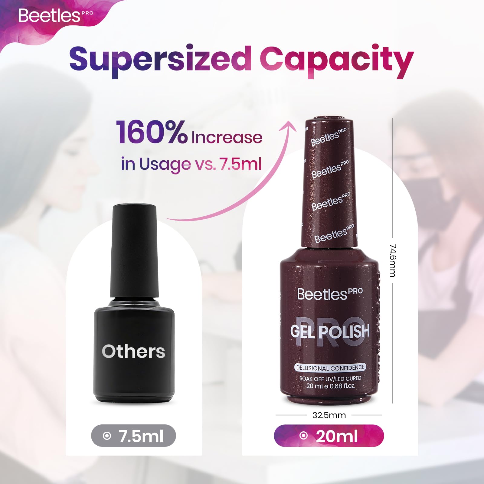 Beetles Pro Brown Gel Polish - Delusional Confidence Dark Brown Color 20ML Shimmer Gel Polish