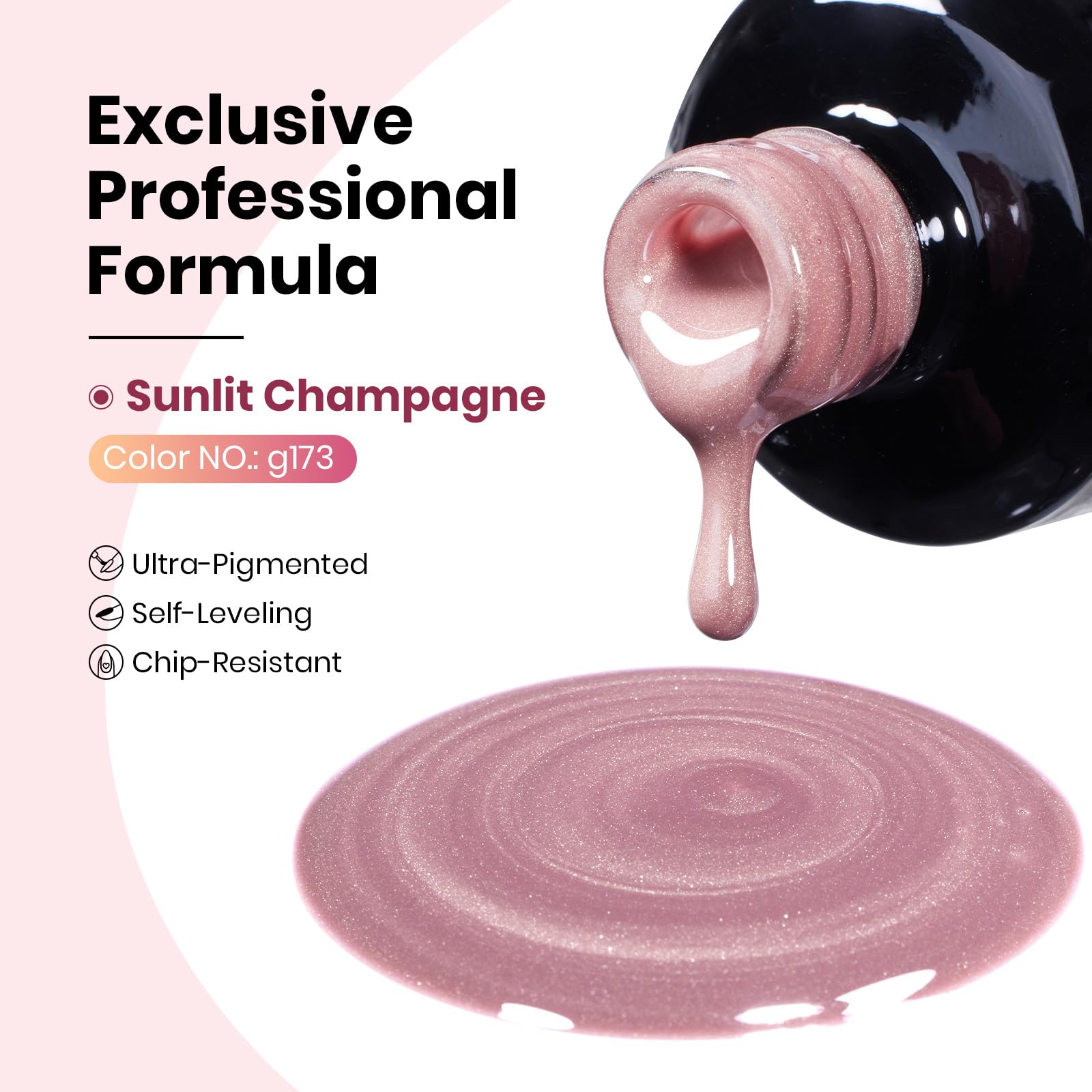 Sunlit Champagne  - 15ML Peach Pink Glass Cat Eye with Gold Powder Magnetic Glitter Gel Polish