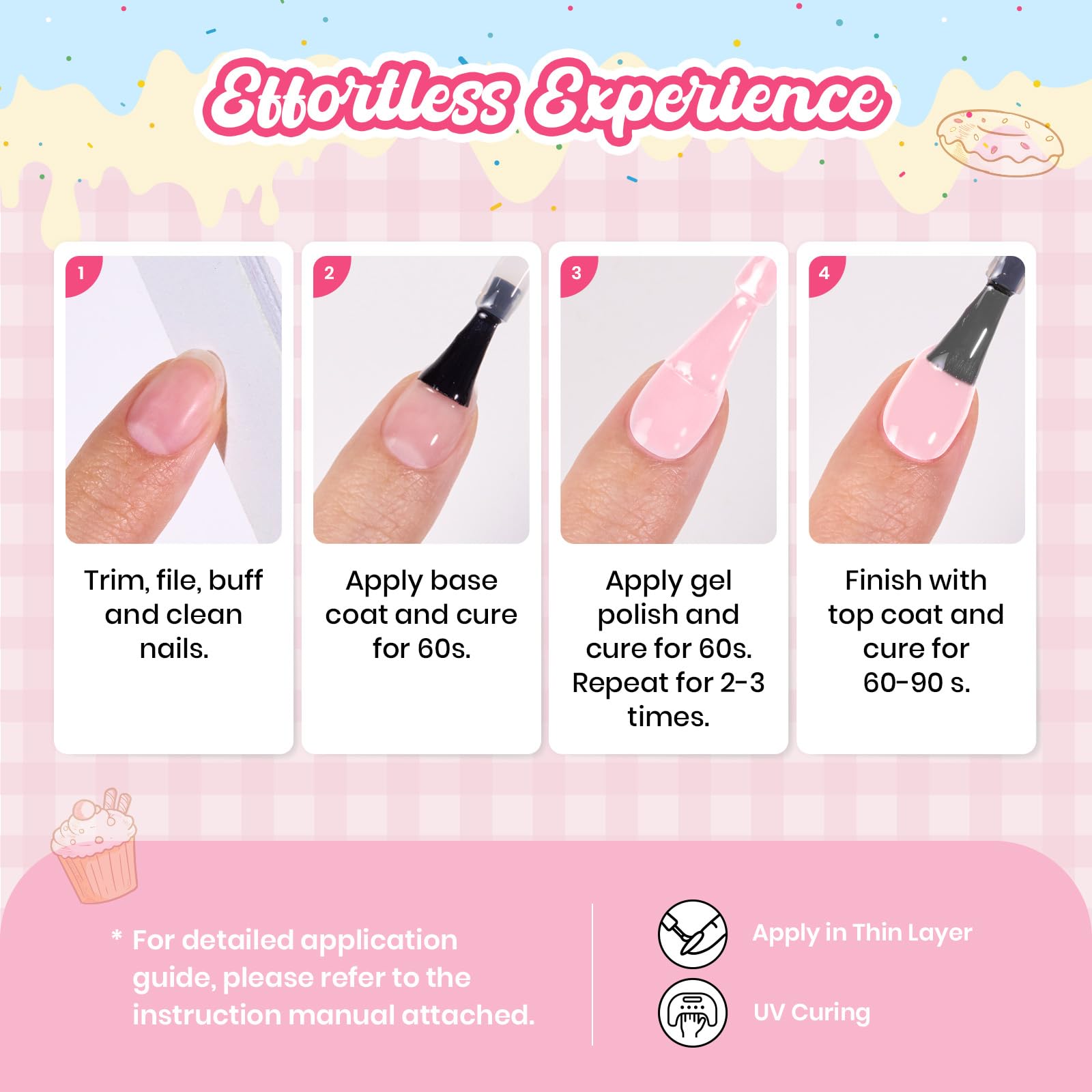 Beetles Pink Gel Polish - Spring Nails Strawberry Milk, Light Pink Gel Nail Polish for Pastel Nails