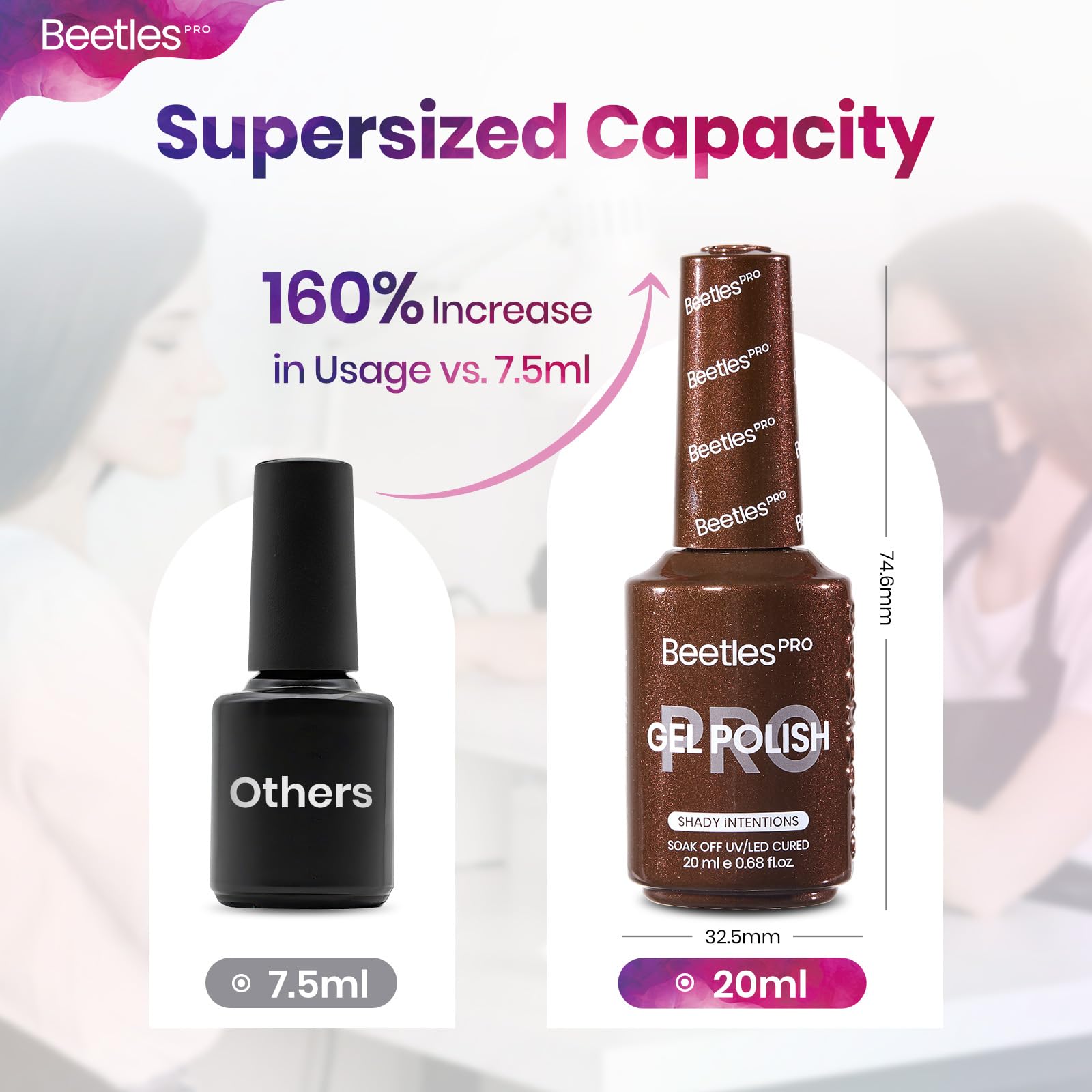 Beetles Pro Brown Gel Polish - Shady Intentions, Dark Brown Color 20ML Glitter Gel Polish