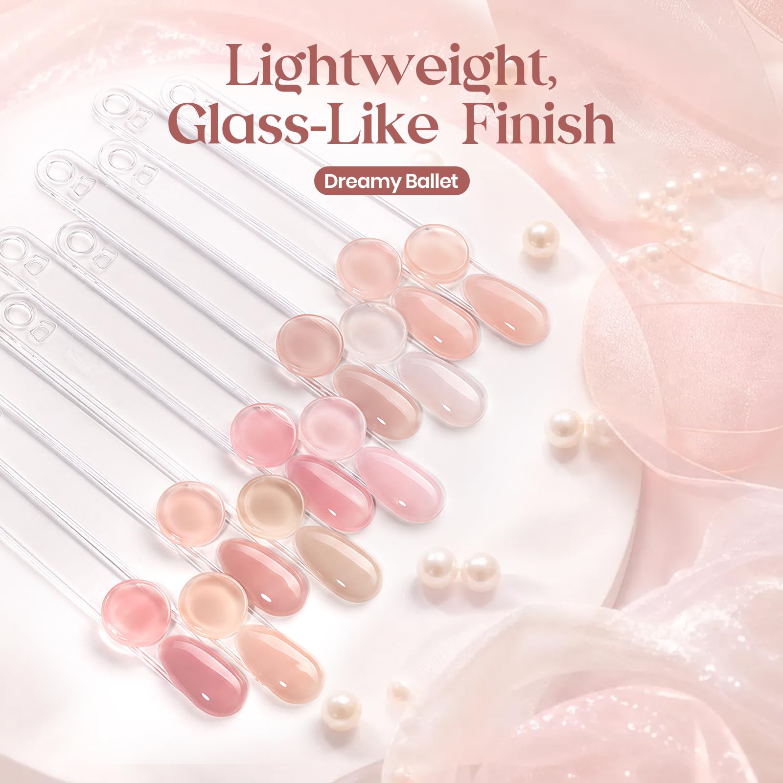 Beetles Dreamy Ballet Nude Summer Nail Gel Polish Set- HEMA FREE 10 Colors 15ML Jelly Pink Nail
