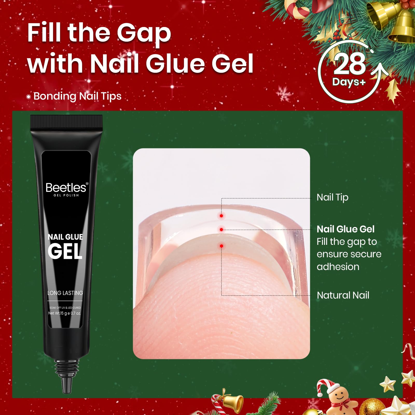 Beetles Tipex Christmas Gel Nail Kit – 6 Pcs Red Sparkle Green Glitter Gold Silver Dark Red Gel Polish Kits