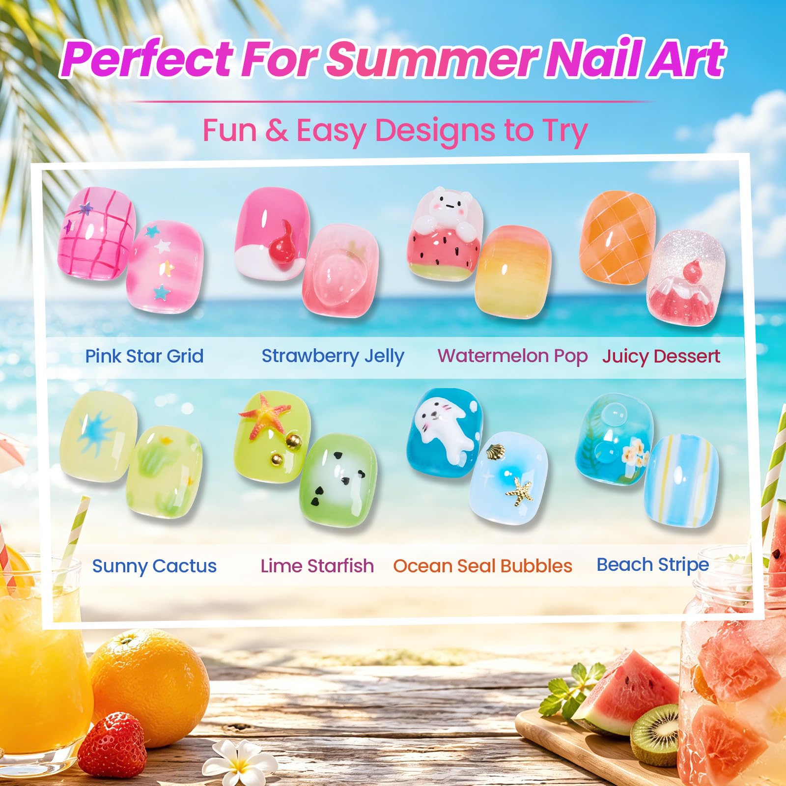 Beetles Neon Jelly-Like Summer 20 Colors Summer Nails Gel Polsih