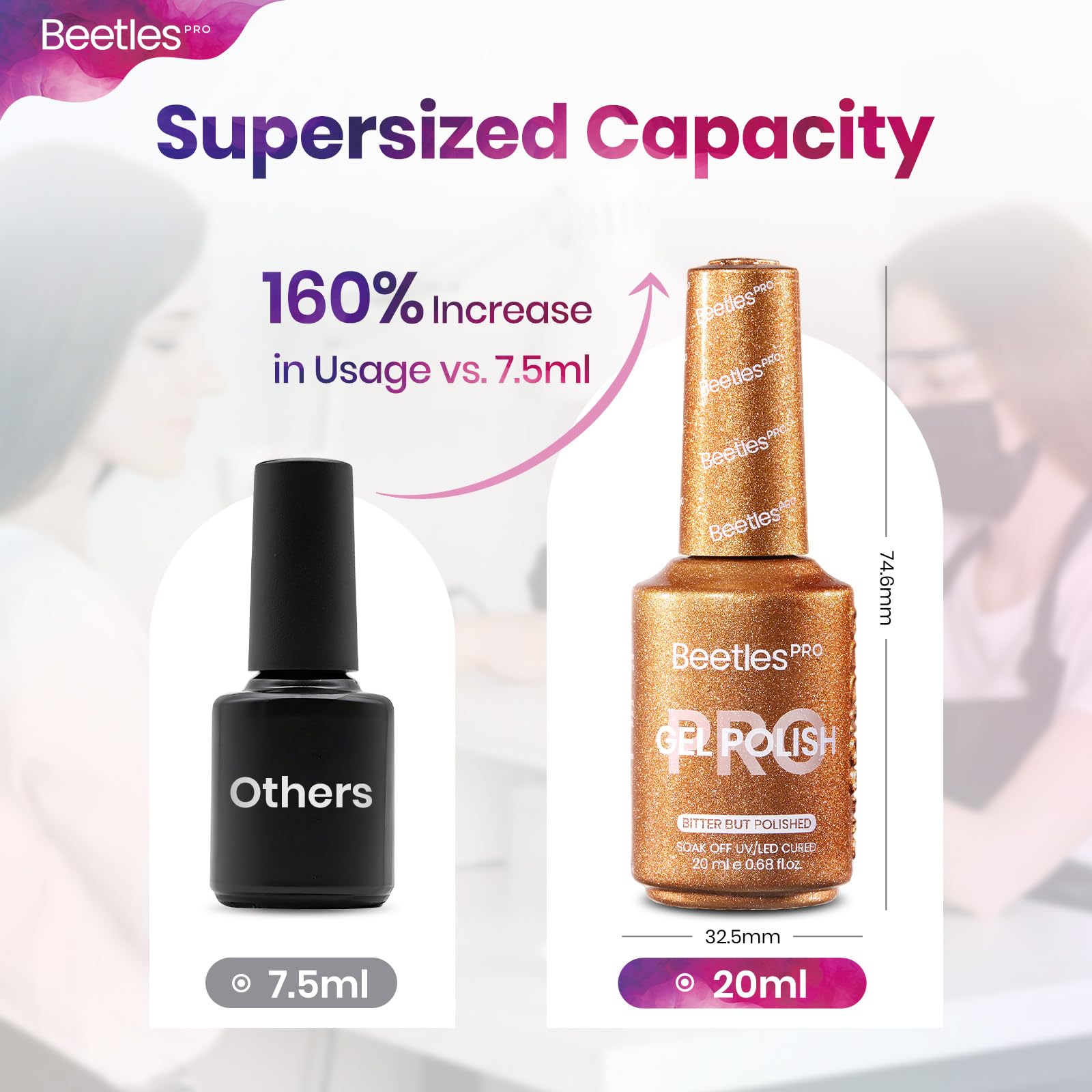 Beetles Pro Gold Glitter Gel Polish - Bitter But Polished, Gold Color 20ML Glitter Gel Polish