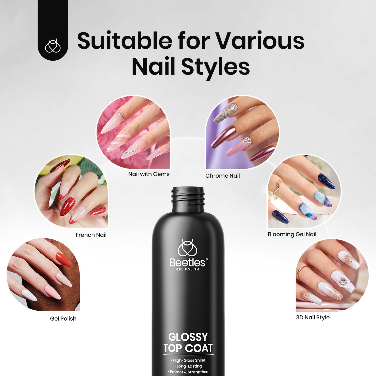 Beetles Extra Glossy Top Coat Bulk 300ml No Wipe Gel Top Coat Refill