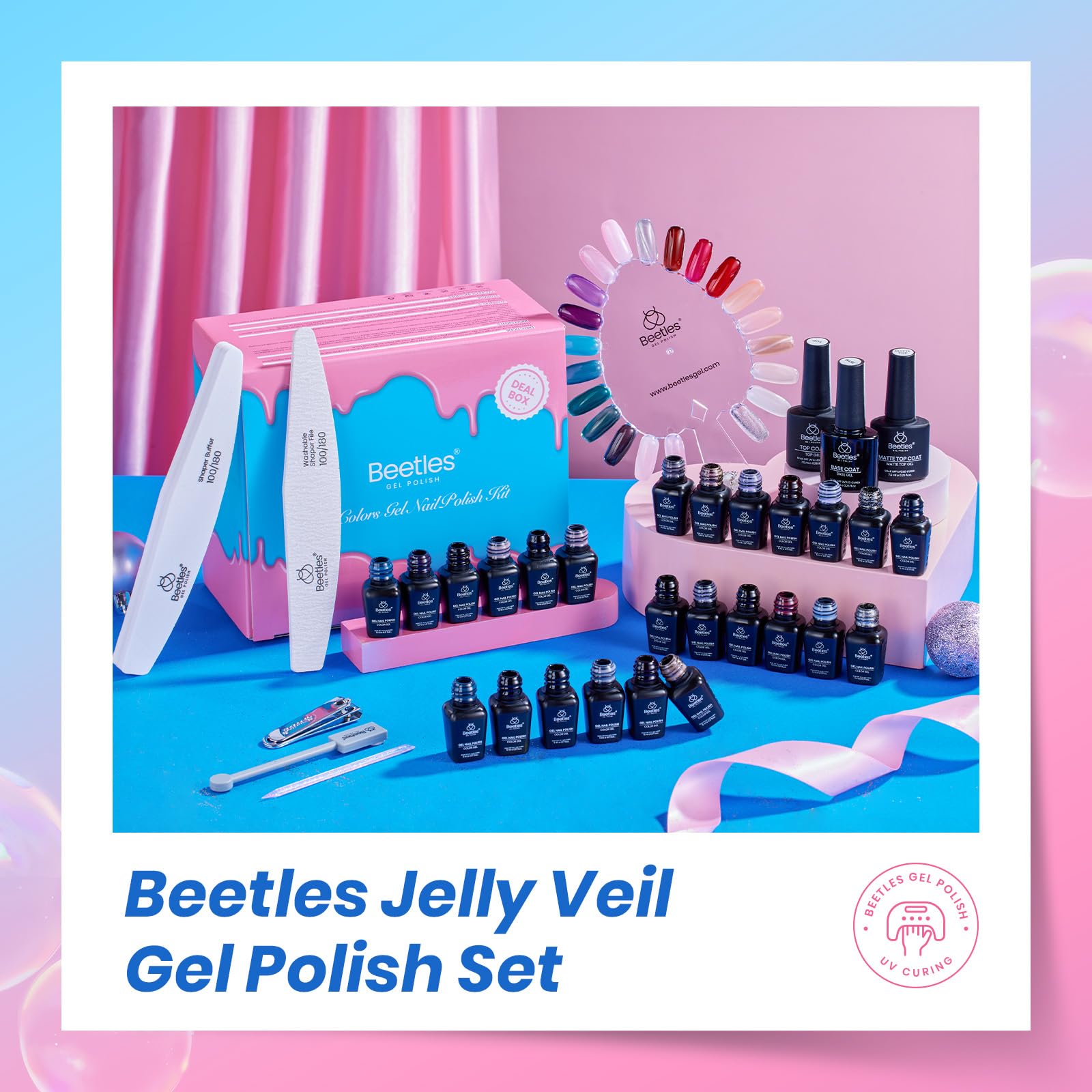 Beetles Gel Nail Starter Kit 2026 DEAL BOX Jelly Veil 25 Colors