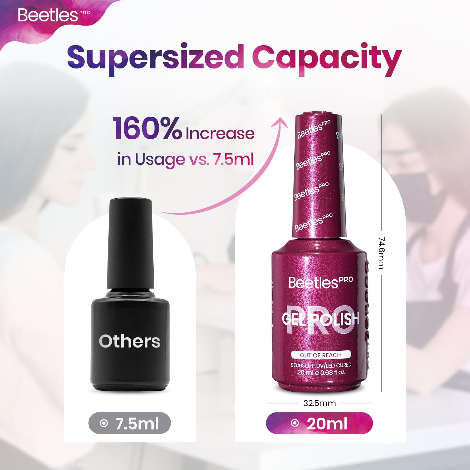 Beetles Pro Shimmer Gel Polish - Out of Reach, Purple Shimmer Color 20ML Glitter Gel Polish