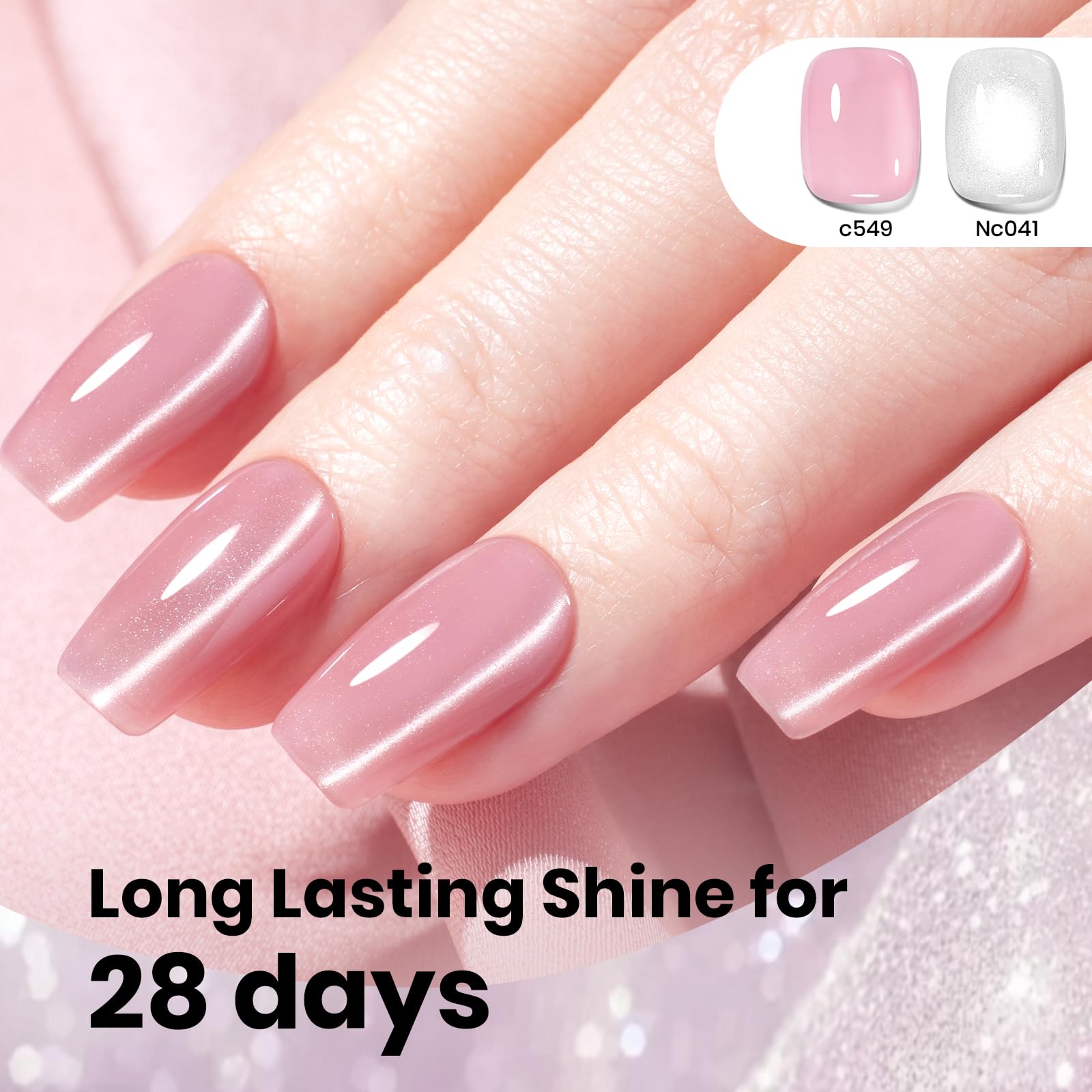 Beetles Moonlit Veil Silver HEMA FREE Cat Eye Gel Nail Polish - 15ML Glassy Silver Glitter Gel Polish