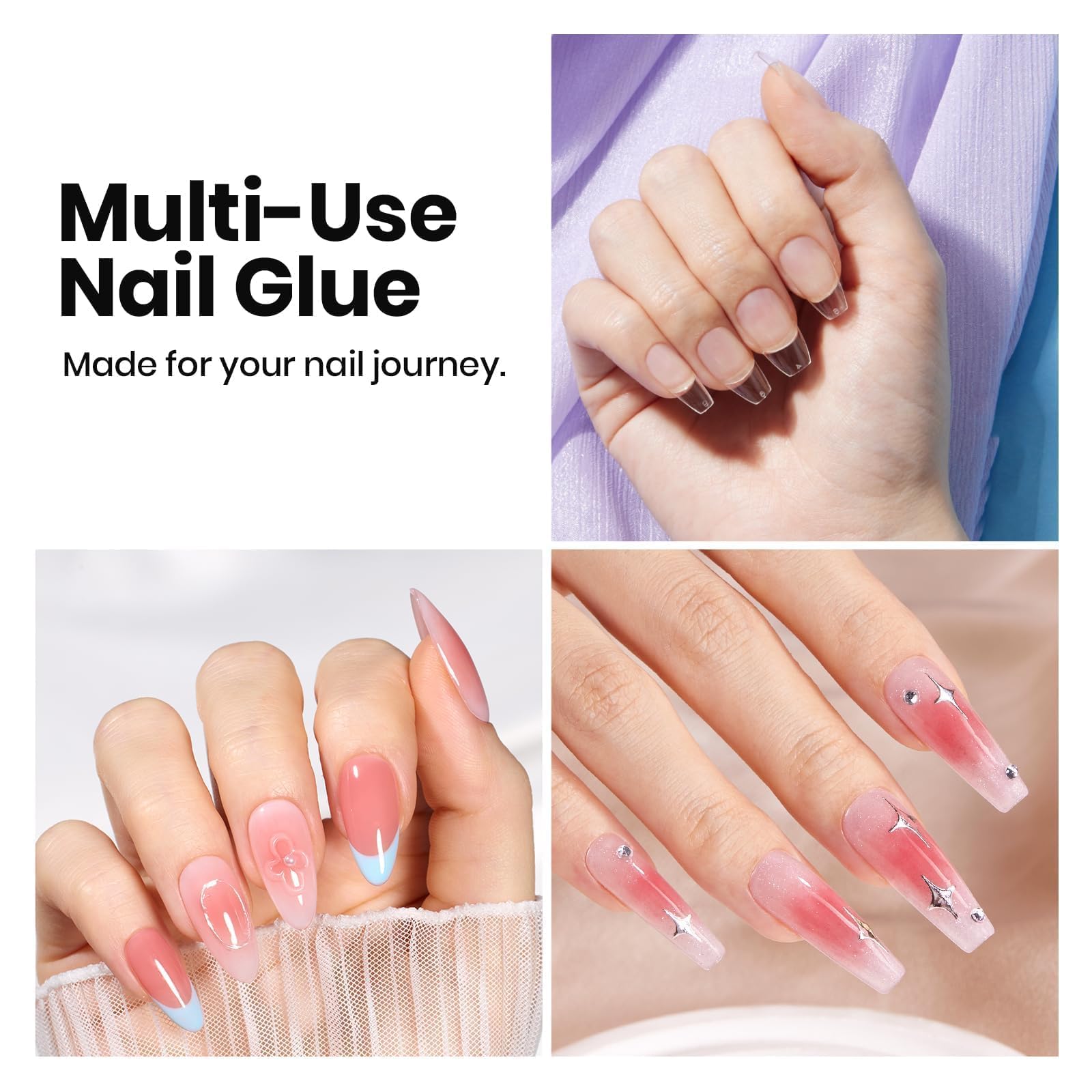 Beetles 3 Pcs Hema-Free Gel Nail Glue Nail Dehydrator and Primer Kit