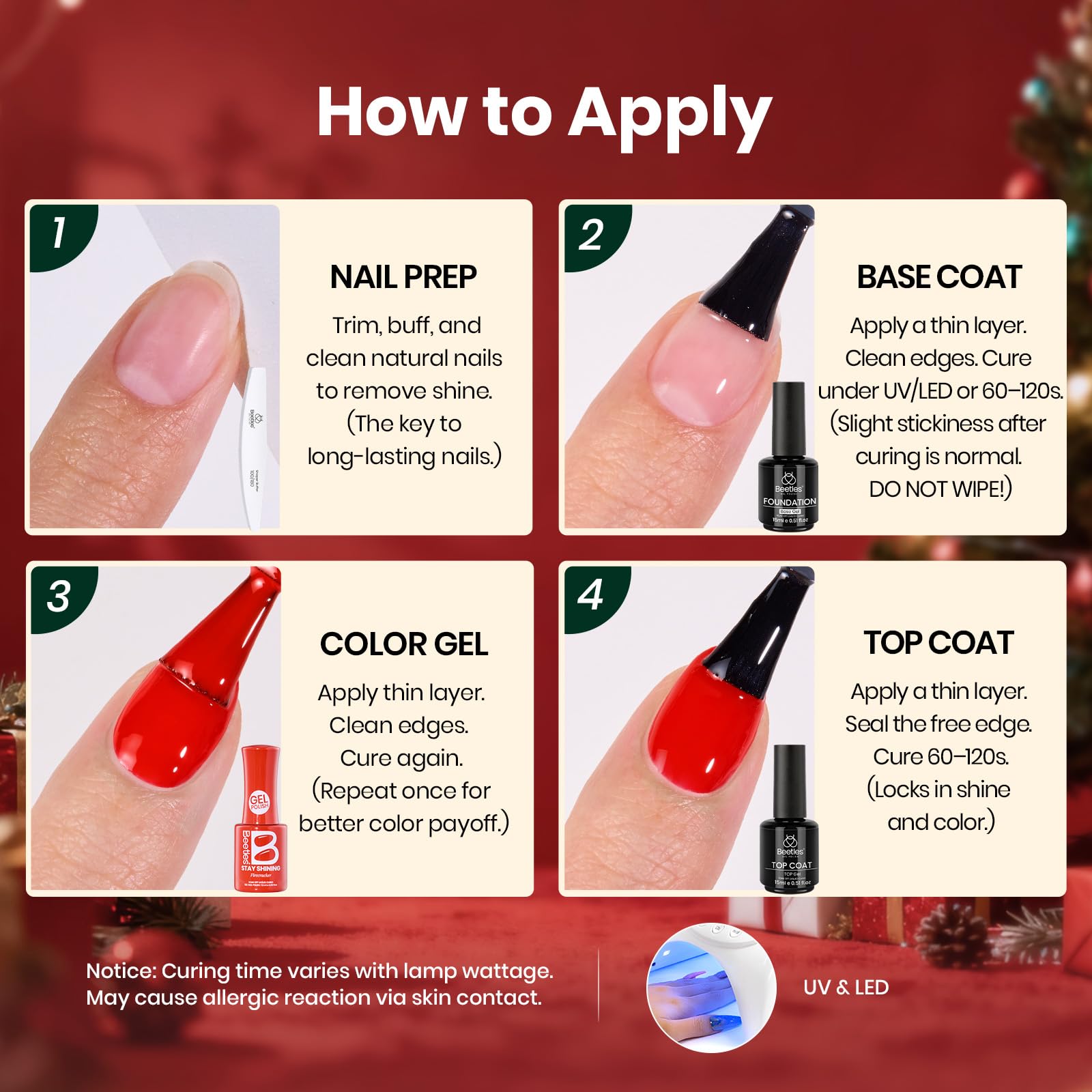 Beetles Gel Nail Polish Set - Stay Shining Crimson Glamour Shade Set