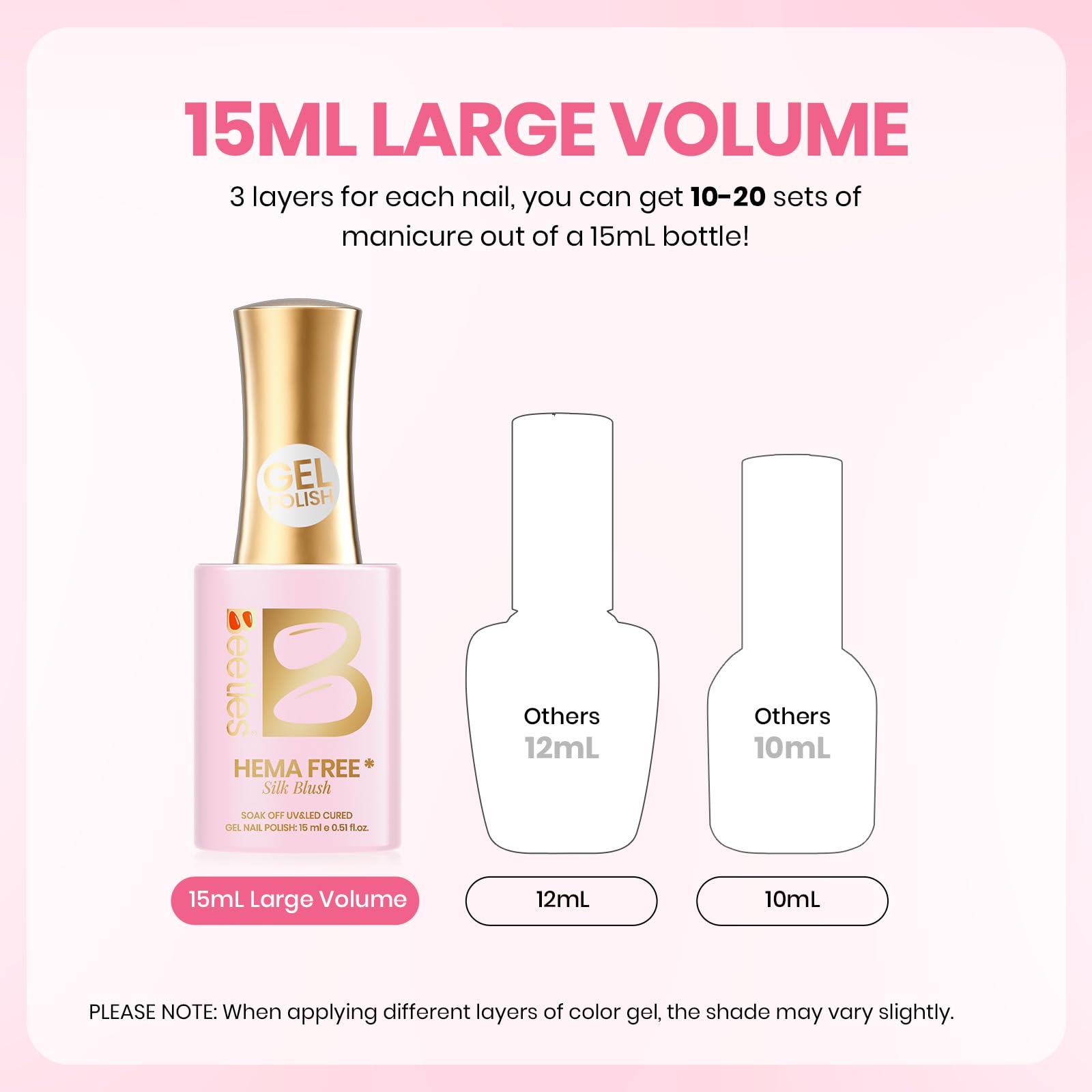 Beetles French Tip Gel Polish - Blush Moonlight 15ML with French Tip Stickers Hema Free
